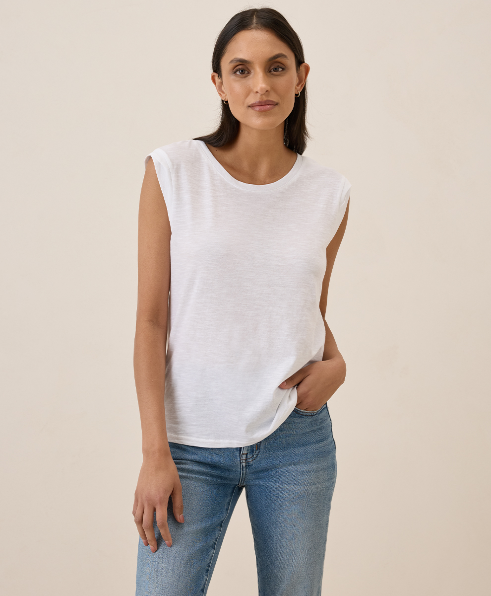 Organic Featherweight Slub Muscle Tee by pact in White Fair Trade, Womens Size XX-Small