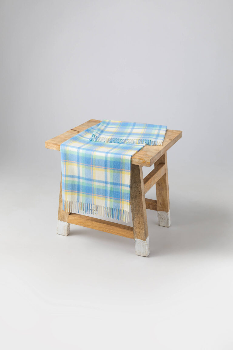 Blue Check Cashmere Baby Blanket