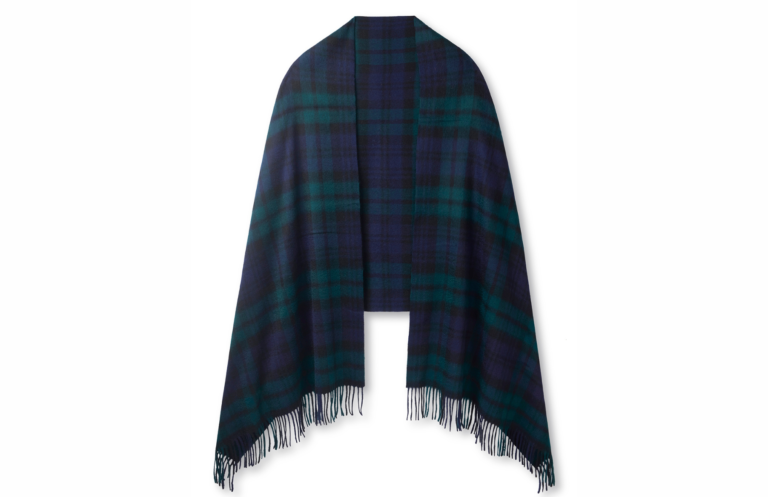 The Fornham Lambswool Scarf in Navy Check