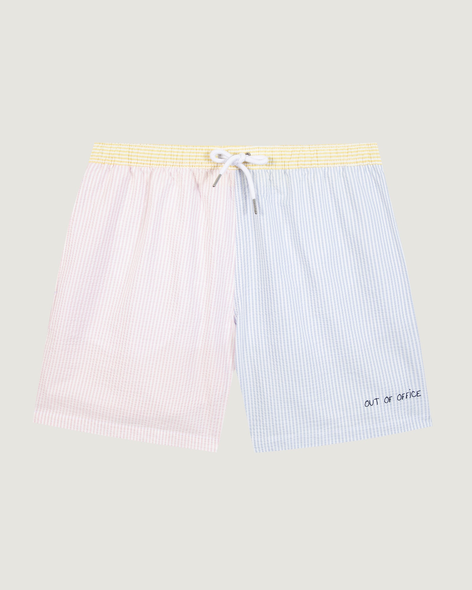 "Out Of Office" Maillot seersucker swim shorts