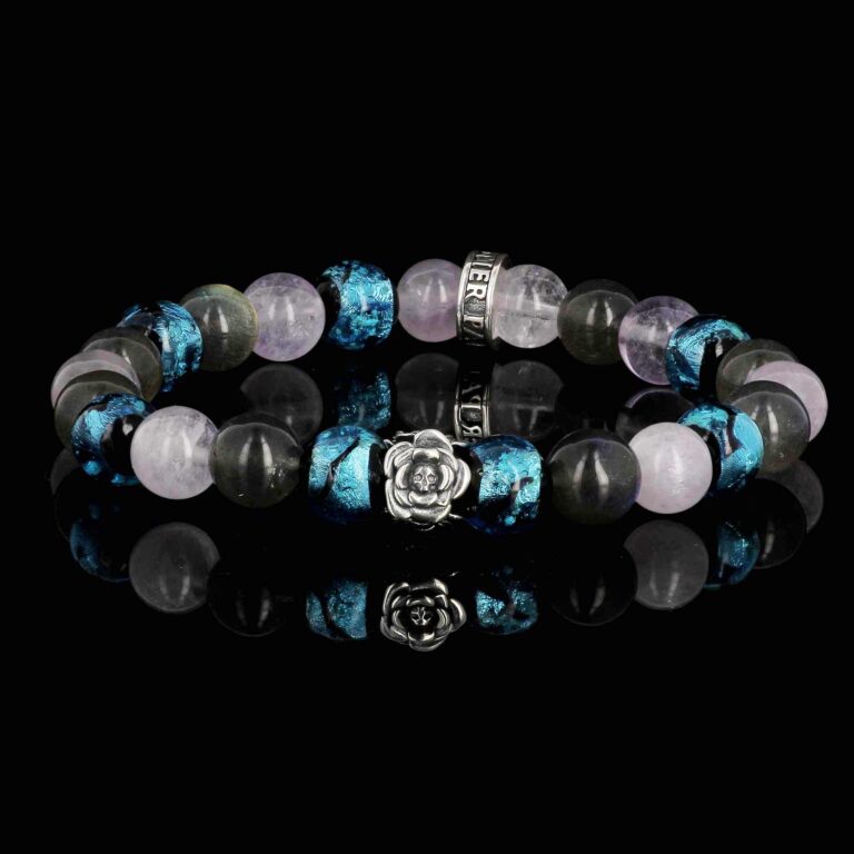 Les Roses de Bonny – Bracelet en Amethyste, labradorite et perles Hotaru
