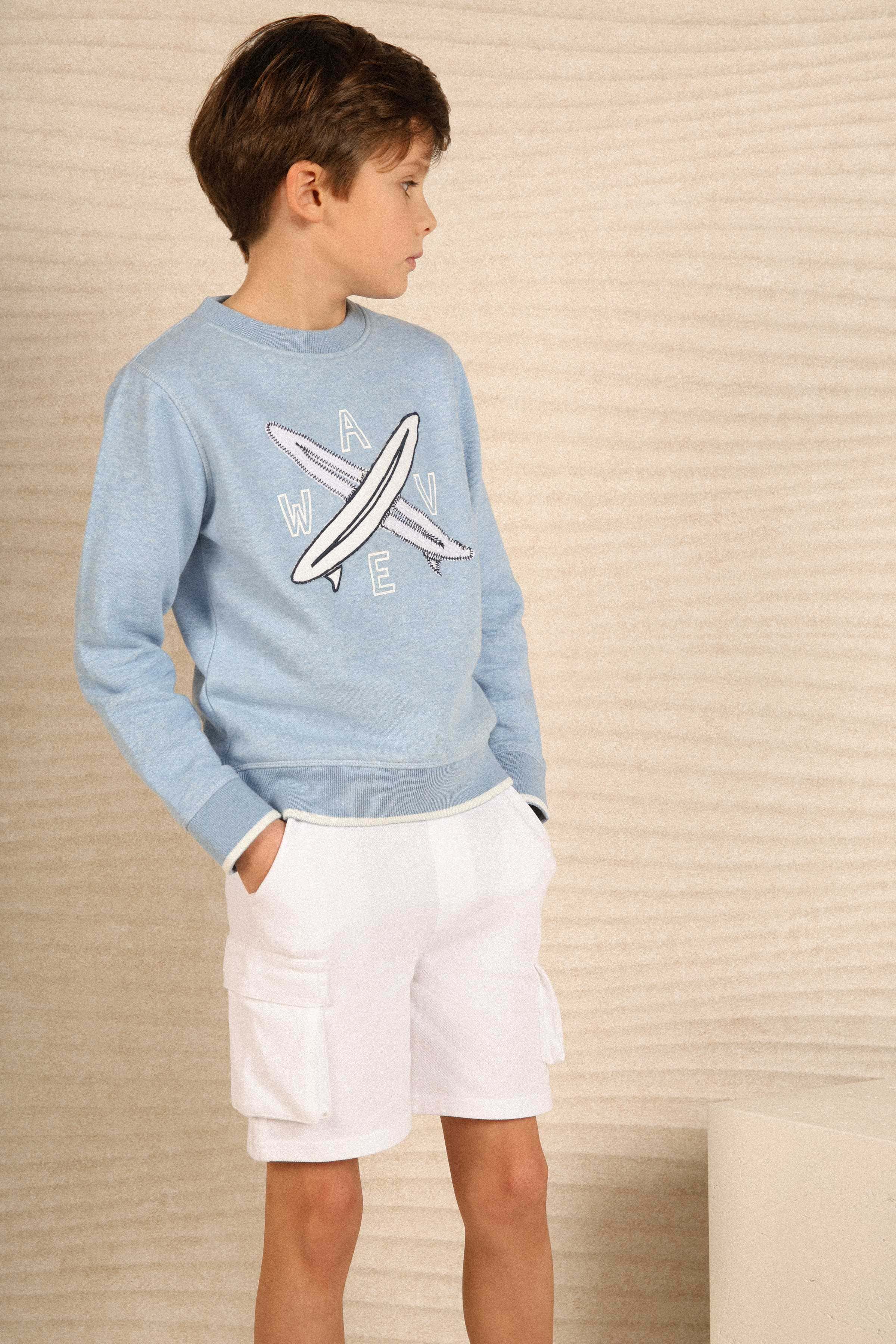 Sweatshirt contrast bui BLUE HEATHER