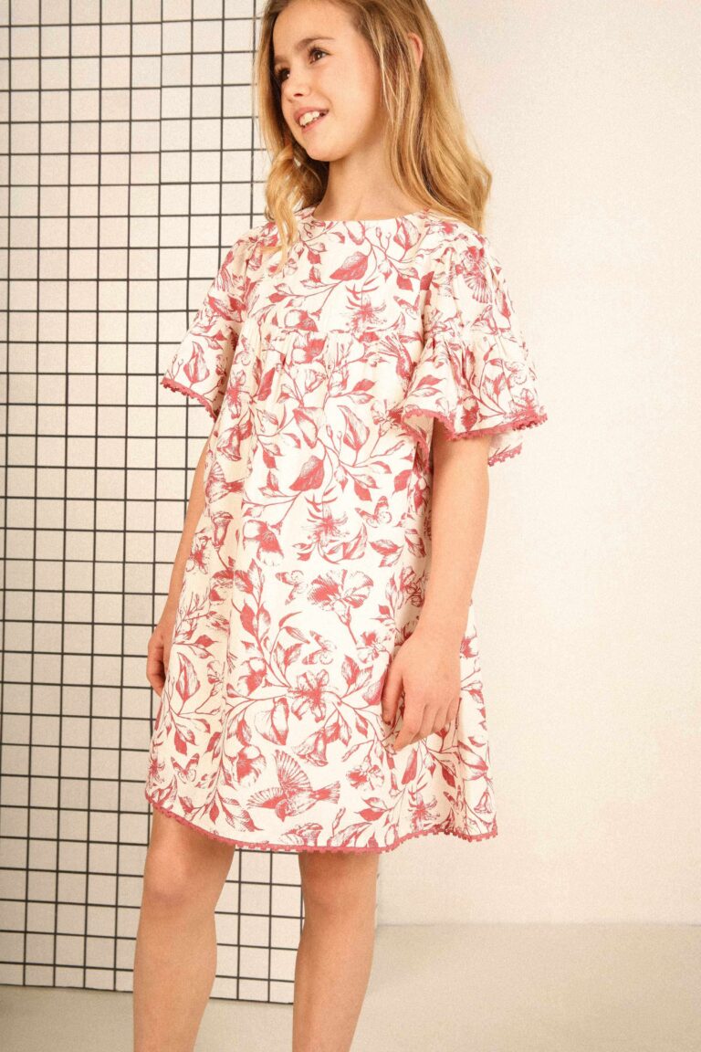 Dress large sleeves bui ROSEWOOD PRINT