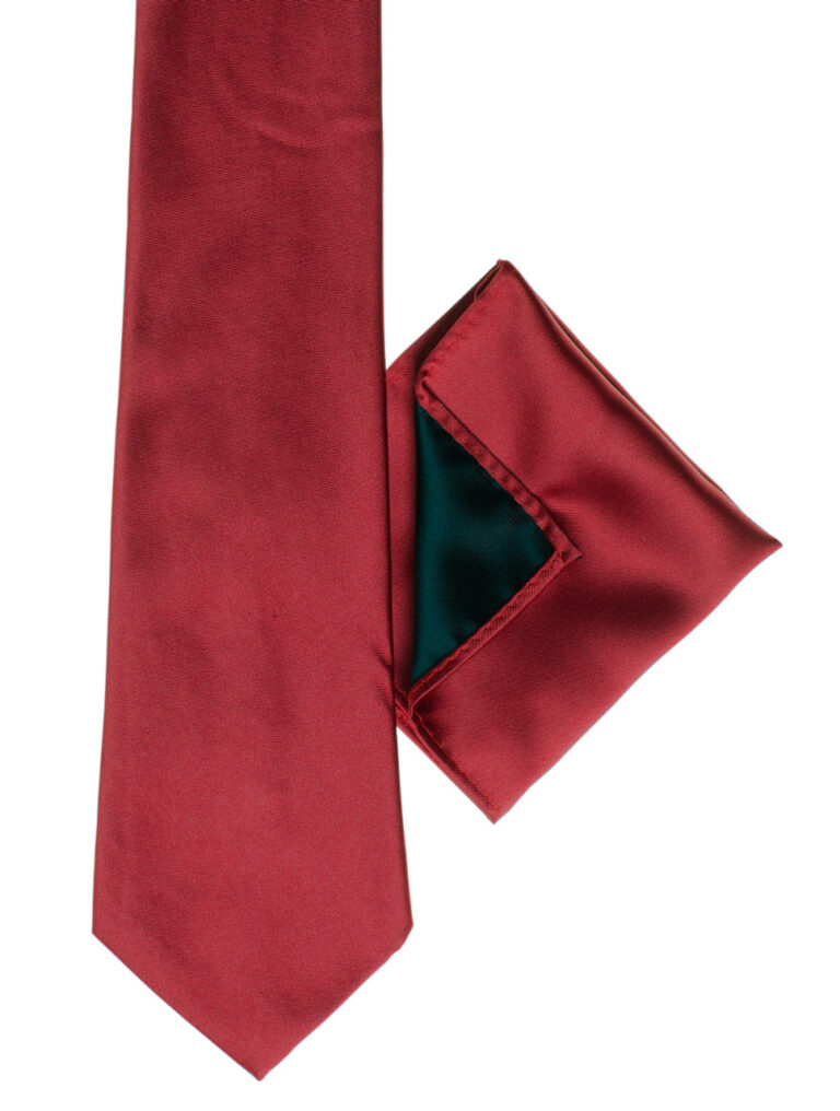 Red pocket handkerchief and tie set – Paisley