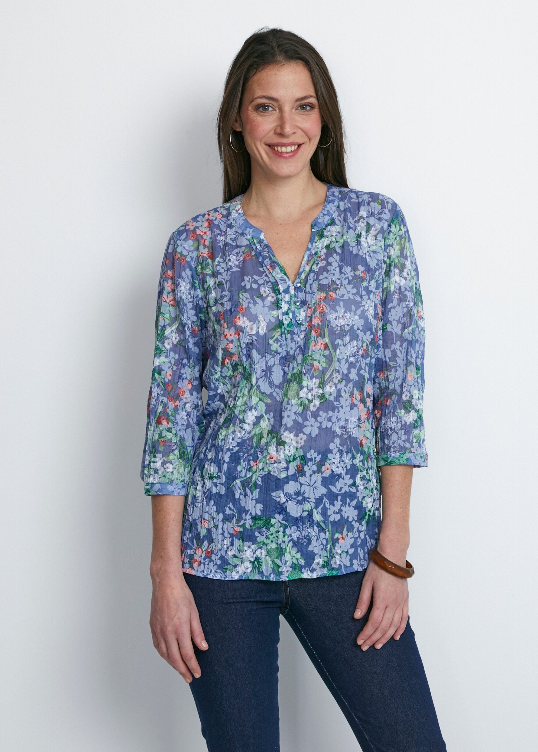 Tunique Fleurie Bonpoint Manches 3/4 Pour Fille - Taille 18 Mois - Coton - Occasion Très Bon état
