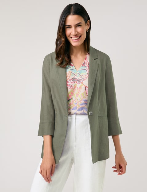 Pure linen blazer with 3/4-length sleeves, 44