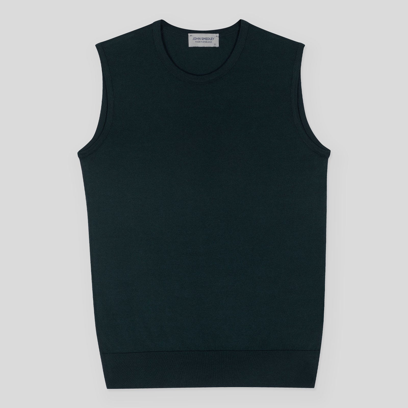 John Smedley - Women's - Kerry Vest Rainforest, L - Sea Island Cotton Round Neck Top Rainforest - L