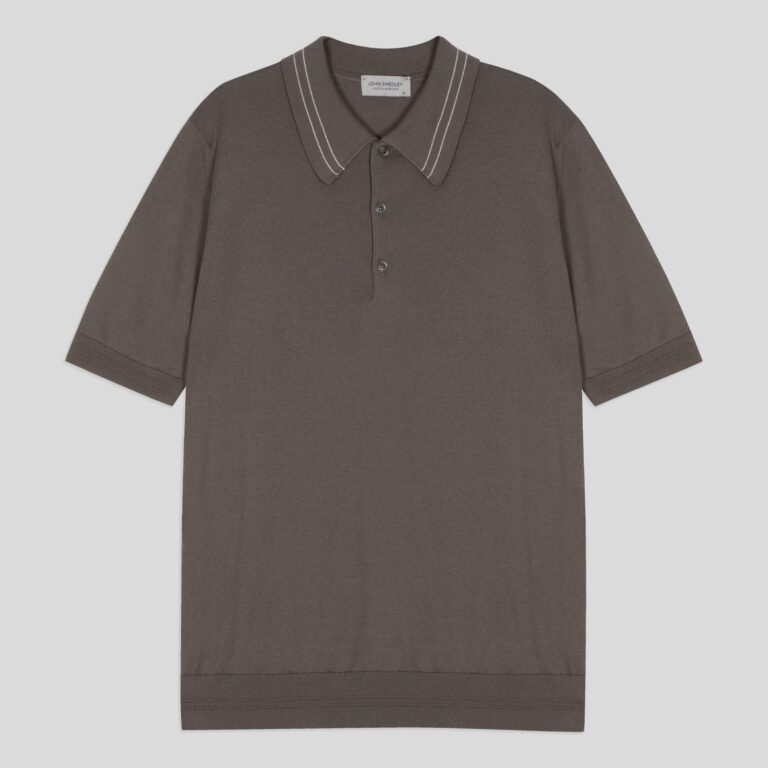 John Smedley – Men's – Otis Shirt Beige Musk, L – Sea Island Cotton Fashioned Collar Polo Shirt Beige Musk – L