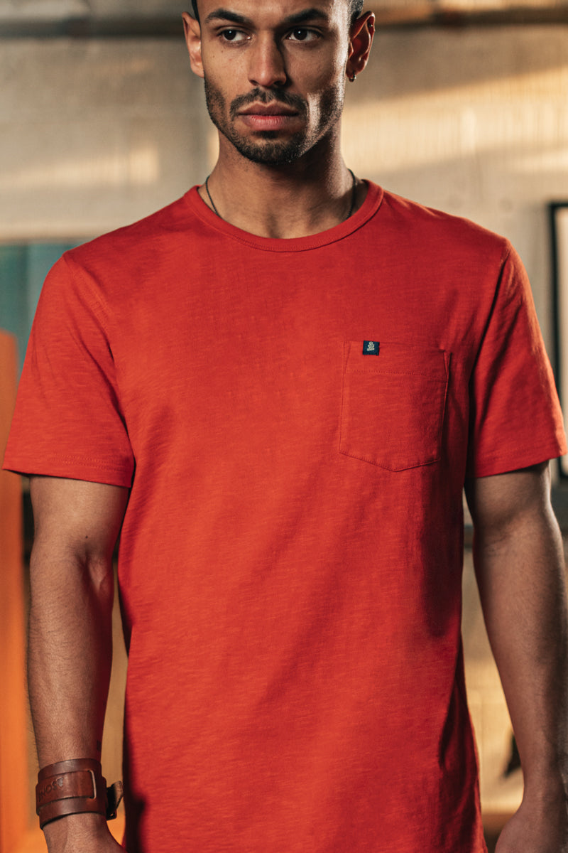 &SONS Slub Pocket T-shirt Red