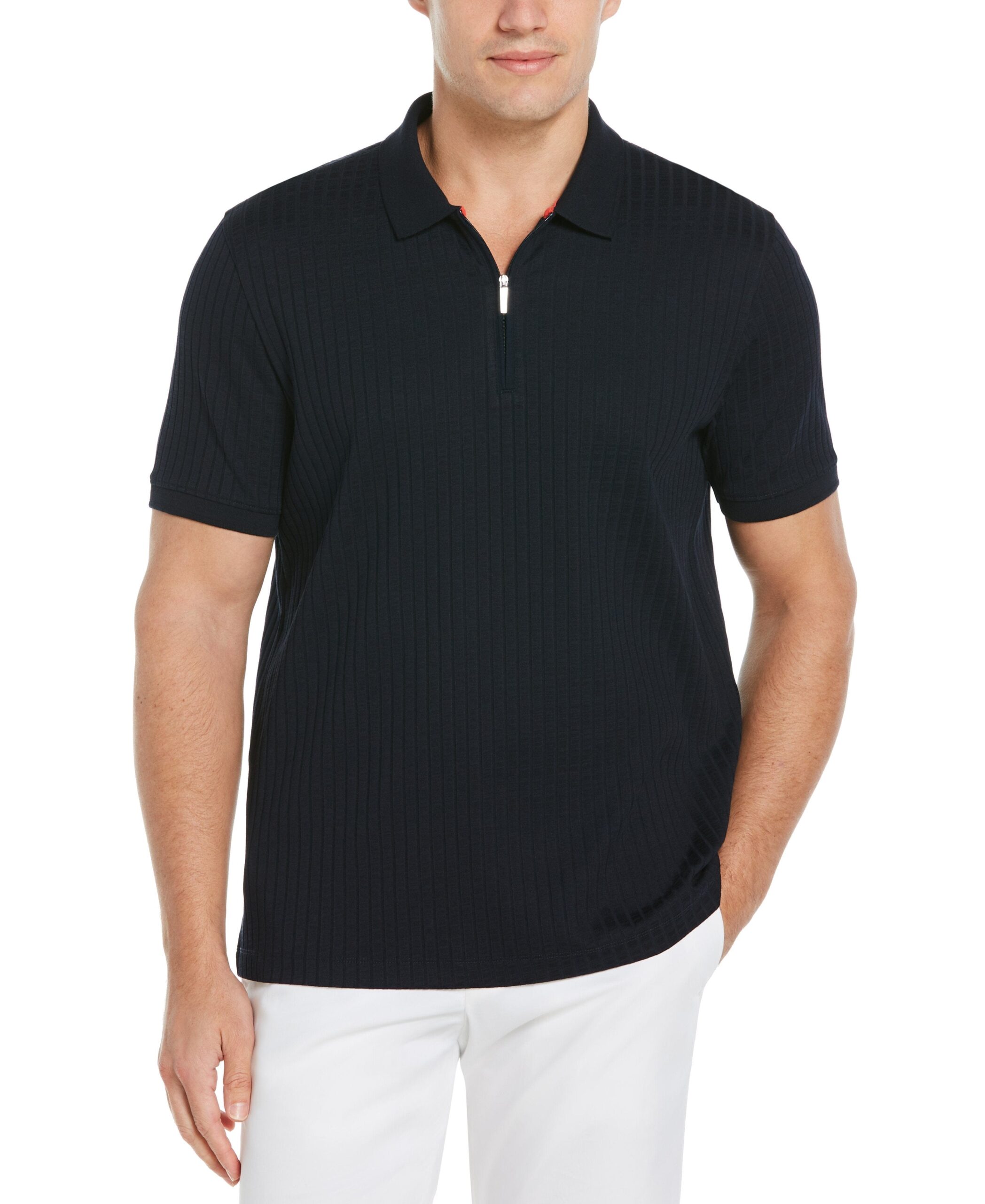 Ribbed Quarter Zip Polo