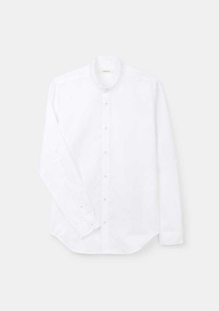 White Cotton Linen Grandad Shirt