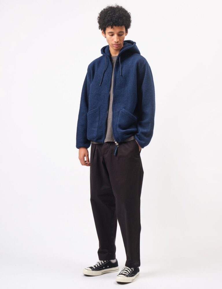 Universal Works Travel Wool Fleece Hoodie – Indigo Blue