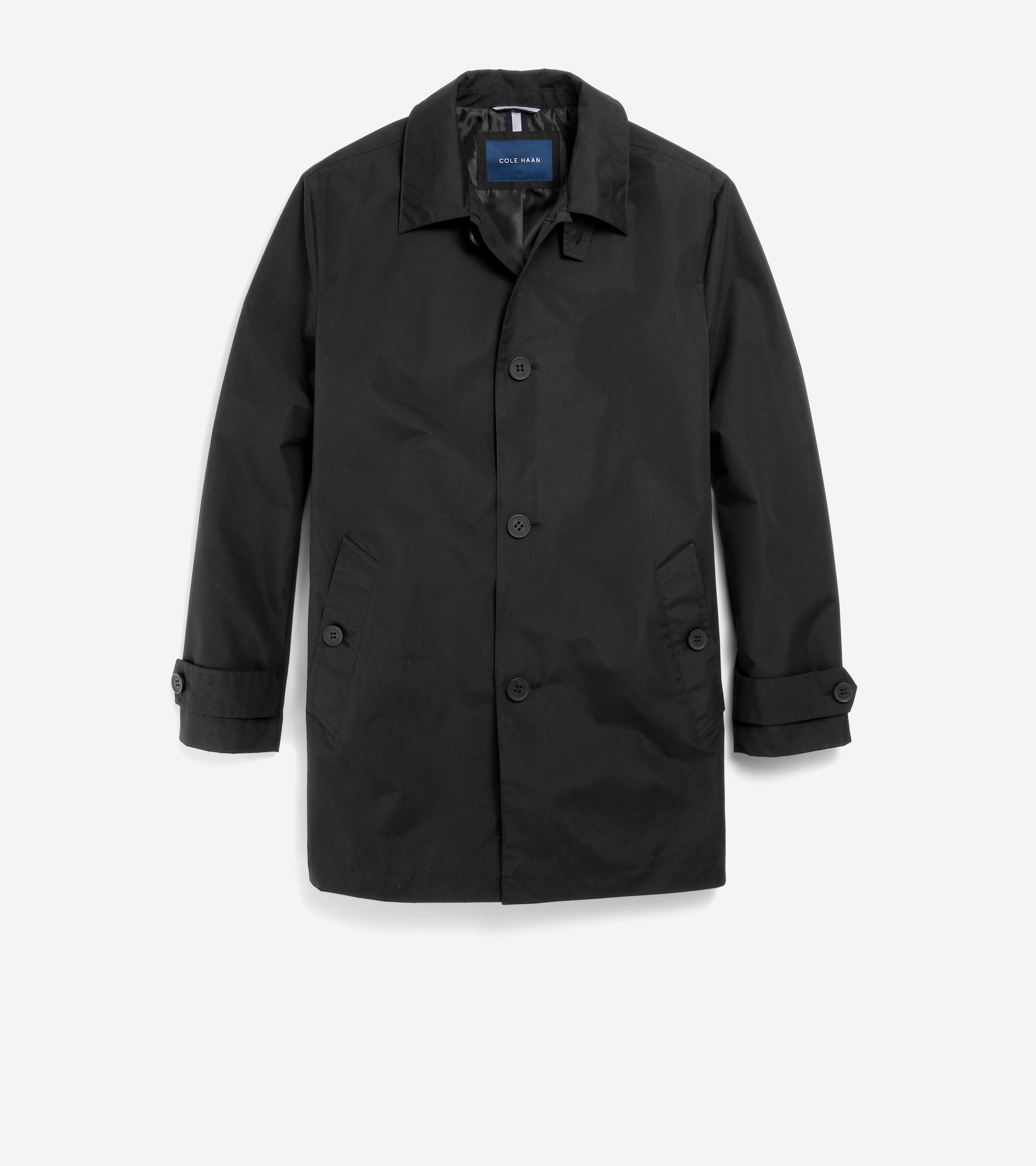 Cole Haan Men's Stand Collar Rain Jacket - Black | Size Medium