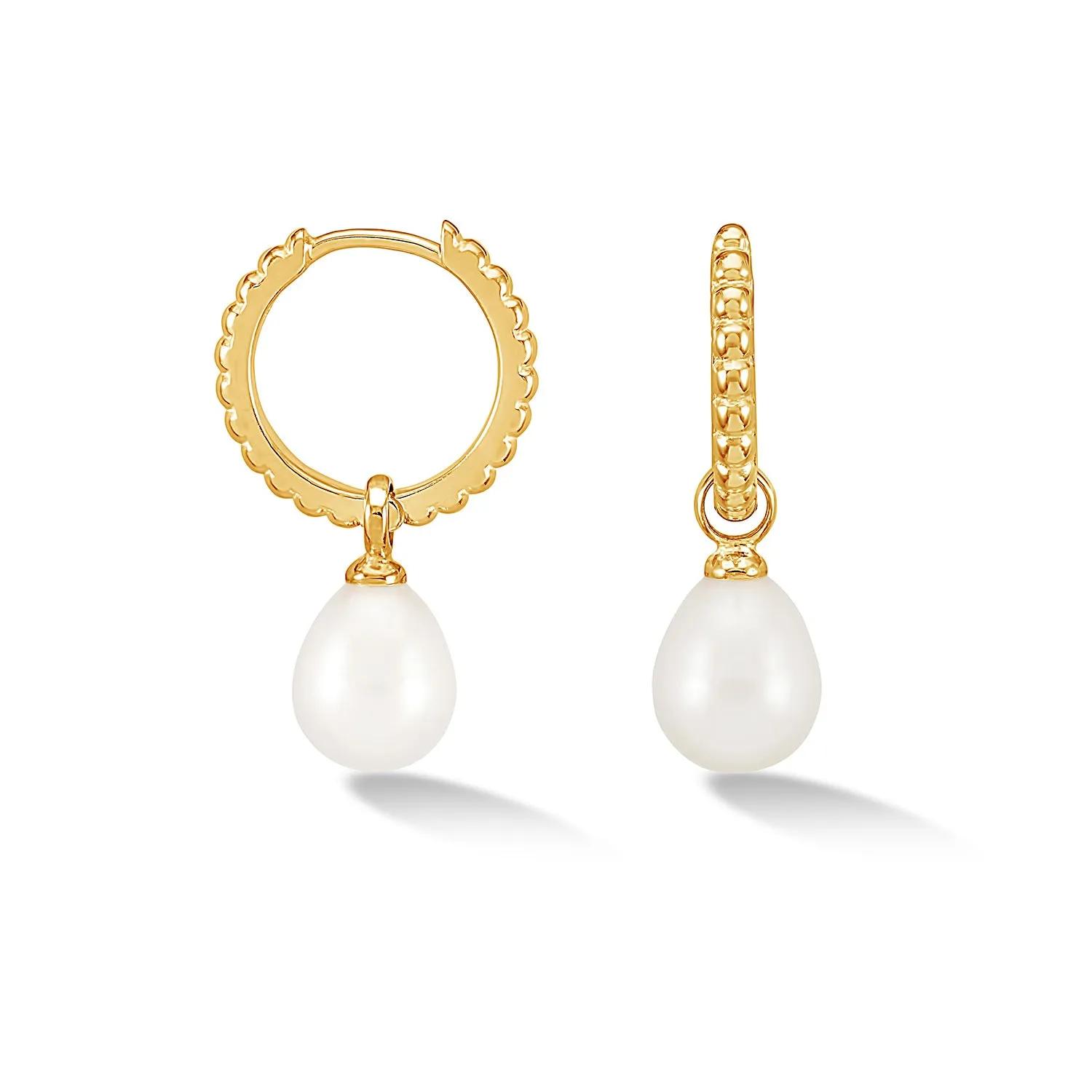 Timeless Oval Pearl Charm Hoops