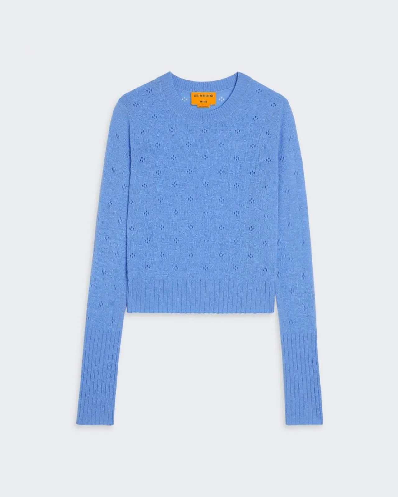 Shrunken Pointelle Crew - French Blue