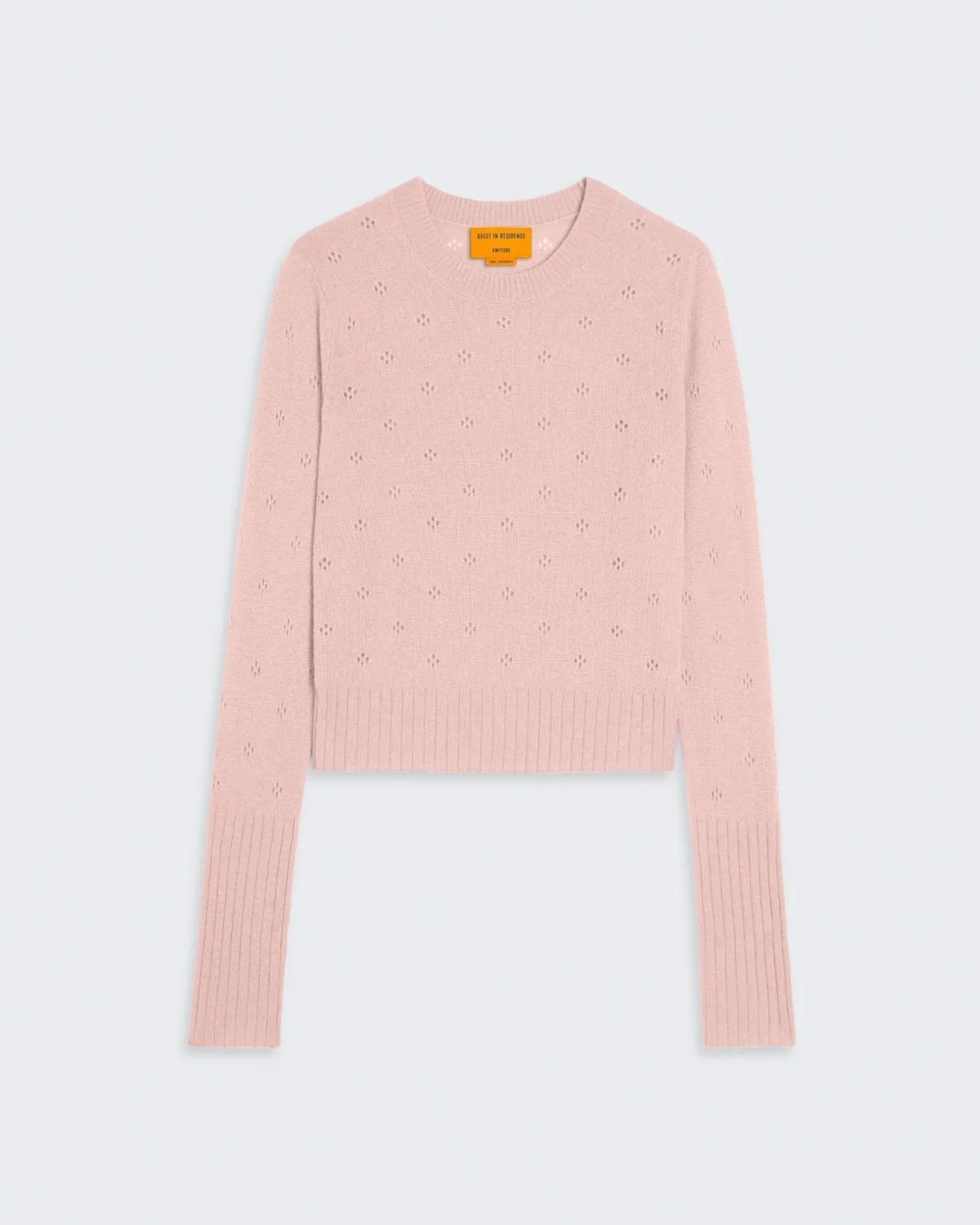 Shrunken Pointelle Crew - Powder Pink