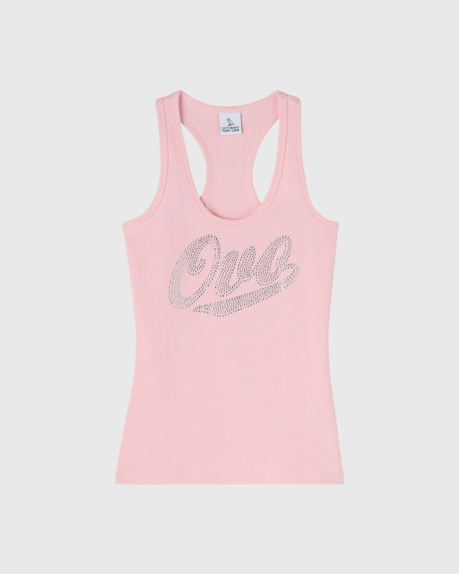 Rhinestone Ribbed Tank - Pink