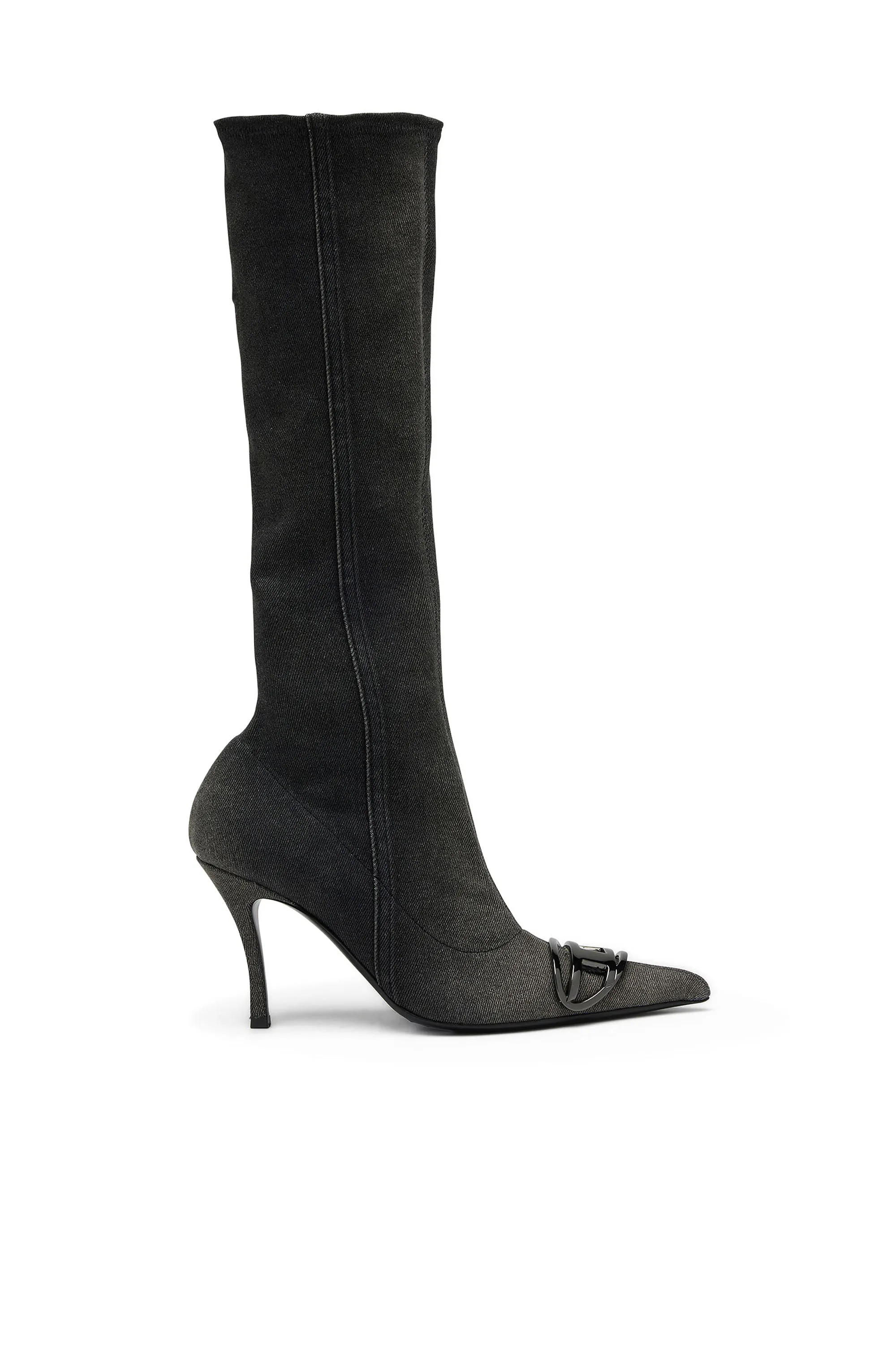 Diesel - D-Venus-Knee-high boots in stretch denim - Boots - Woman - Black