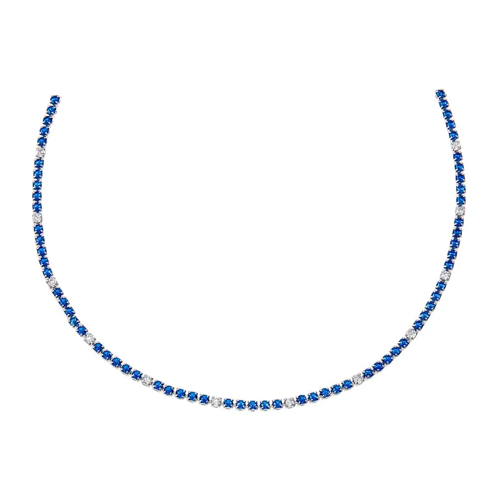 Colored CZ Accented Tennis Choker