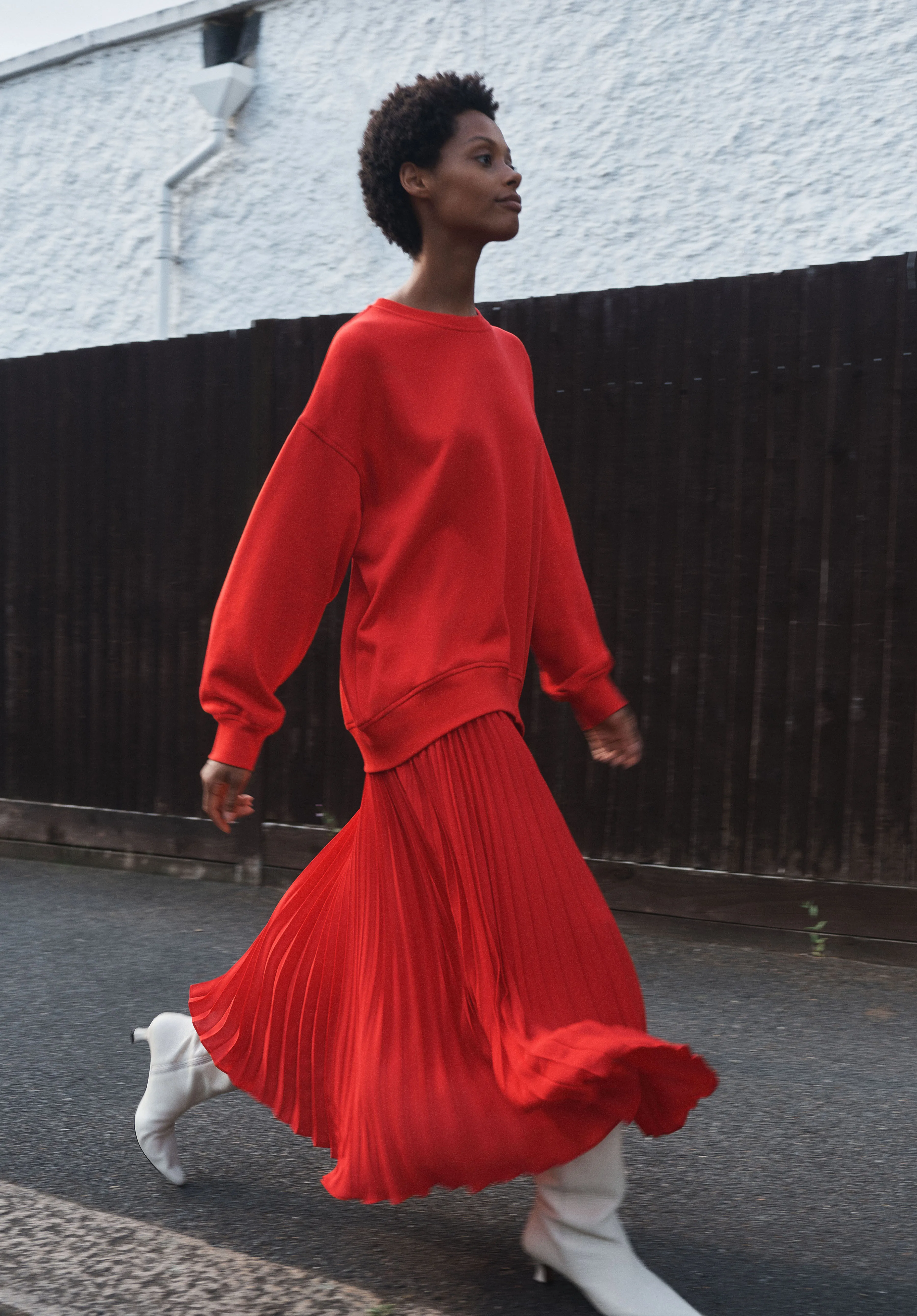 hush Gabriela Pleated Skirt Sweatshirt Dress