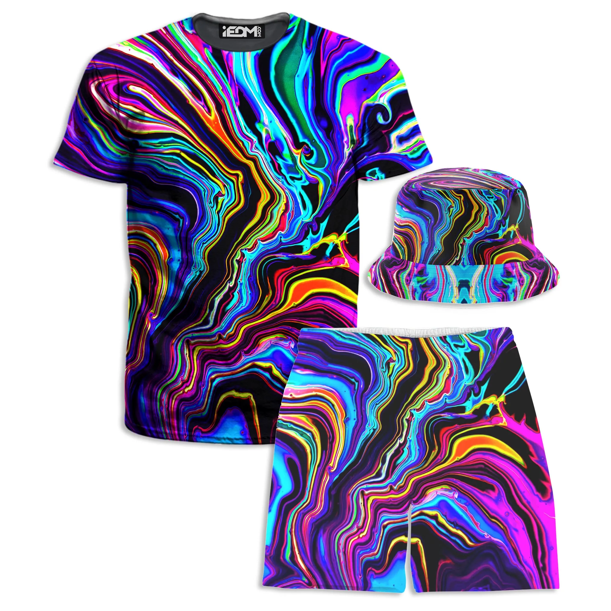 Neon Rift T-Shirt and Shorts with Bucket Hat Combo