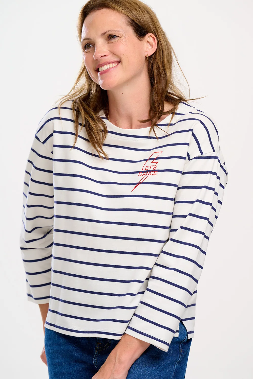 Billie Breton Top - Off White/Navy, Let's Dance