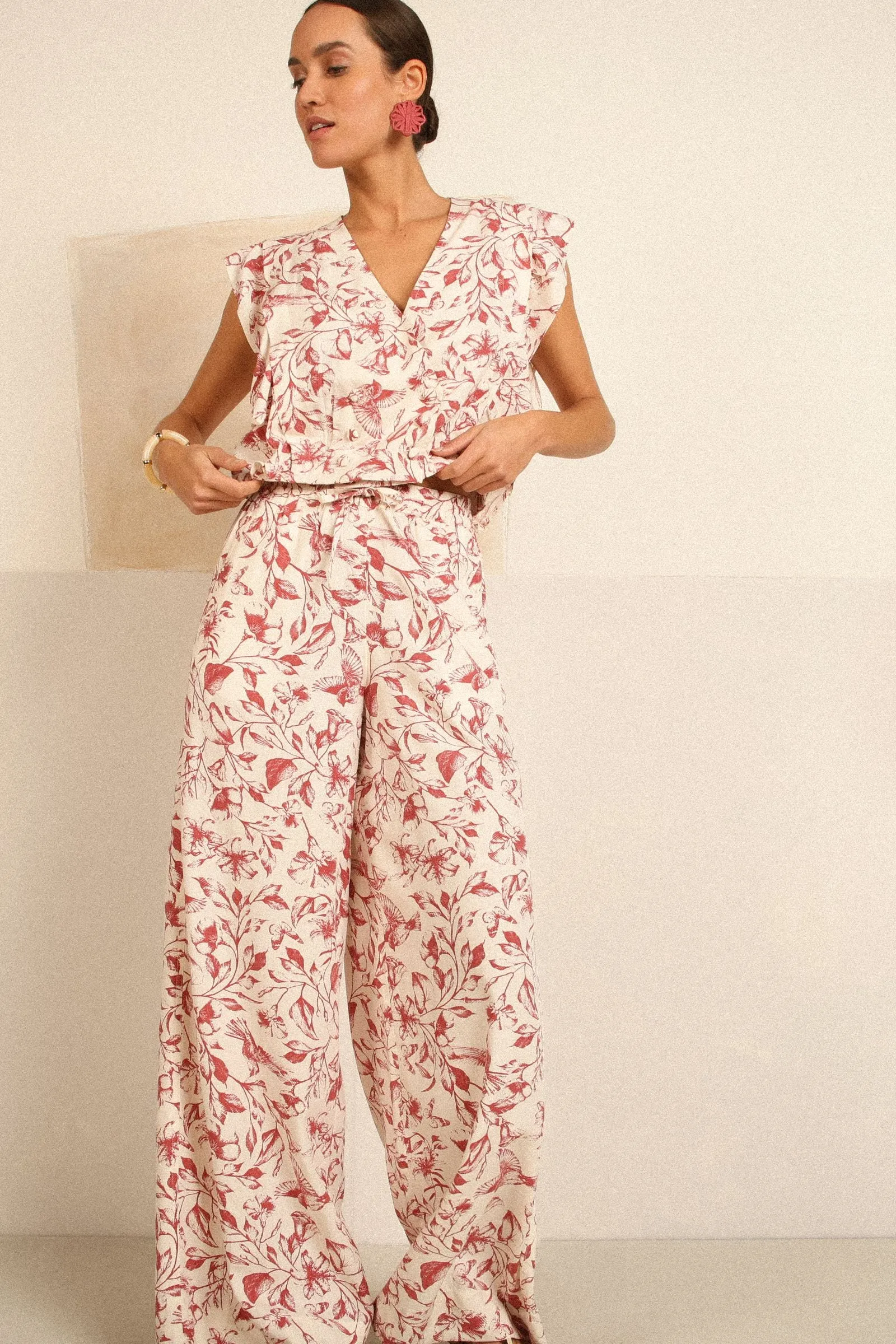 Elasticated large pants ROSEWOOD PRINT