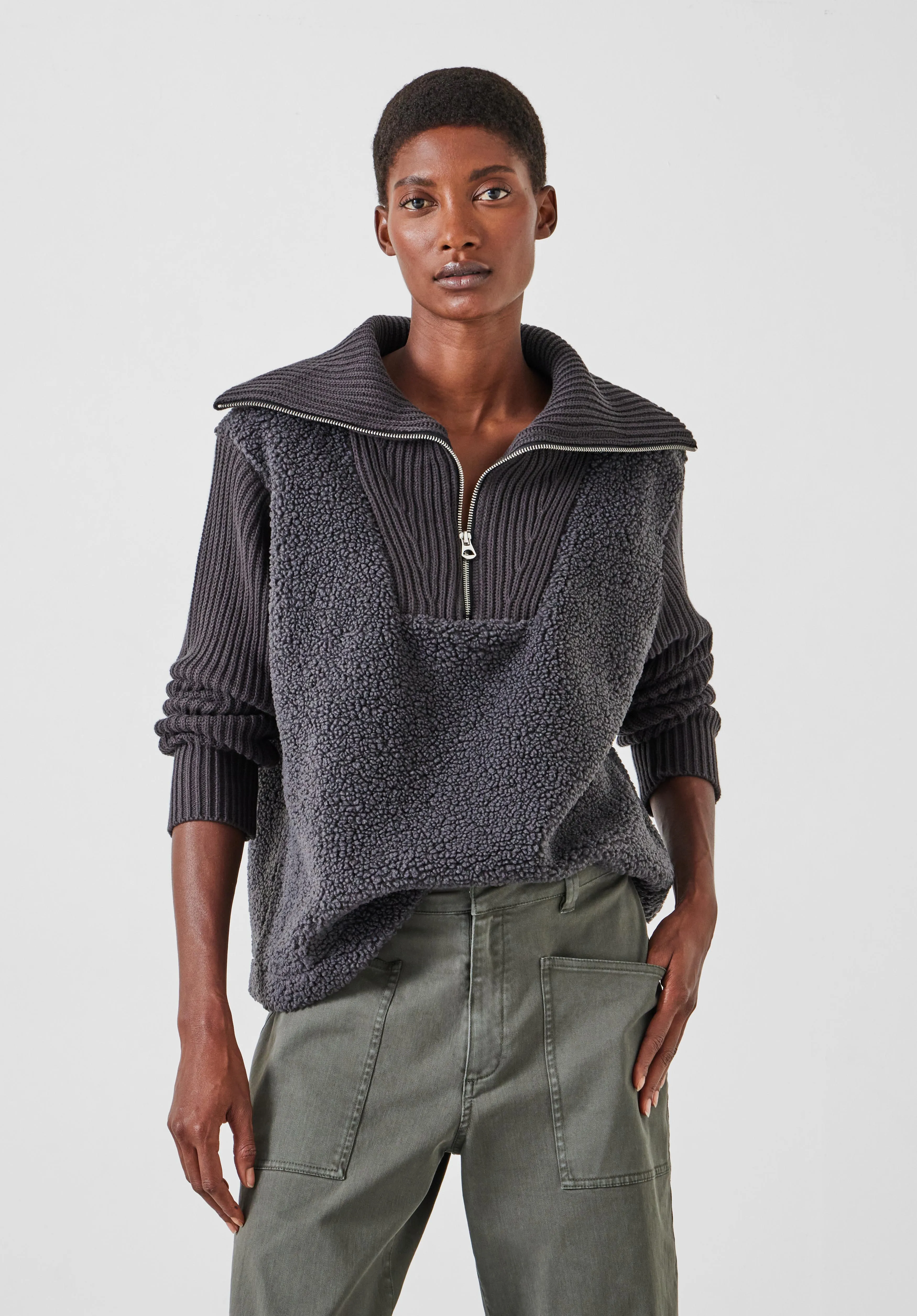 hush Borg and Knit Sweatshirt