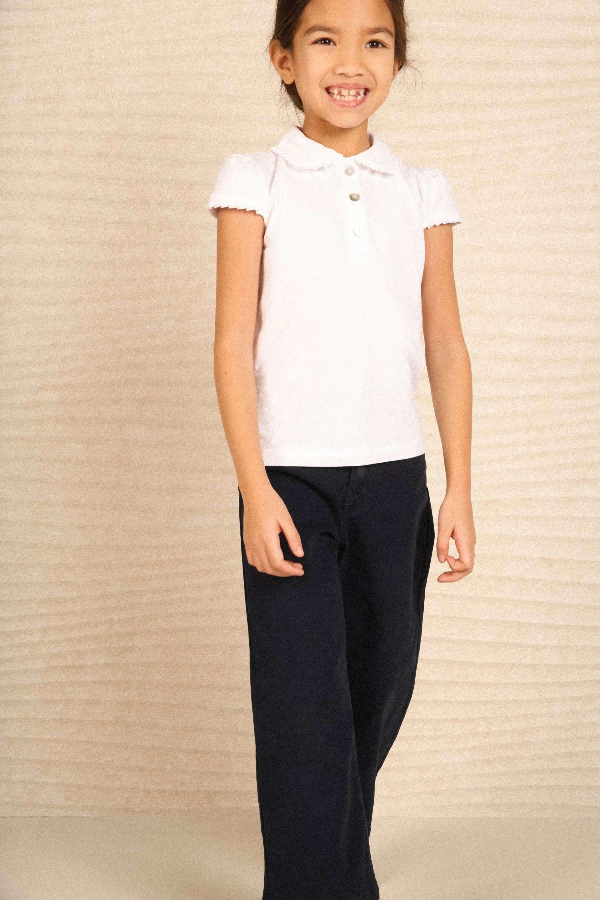 Polo shirt flounces bui WHITE