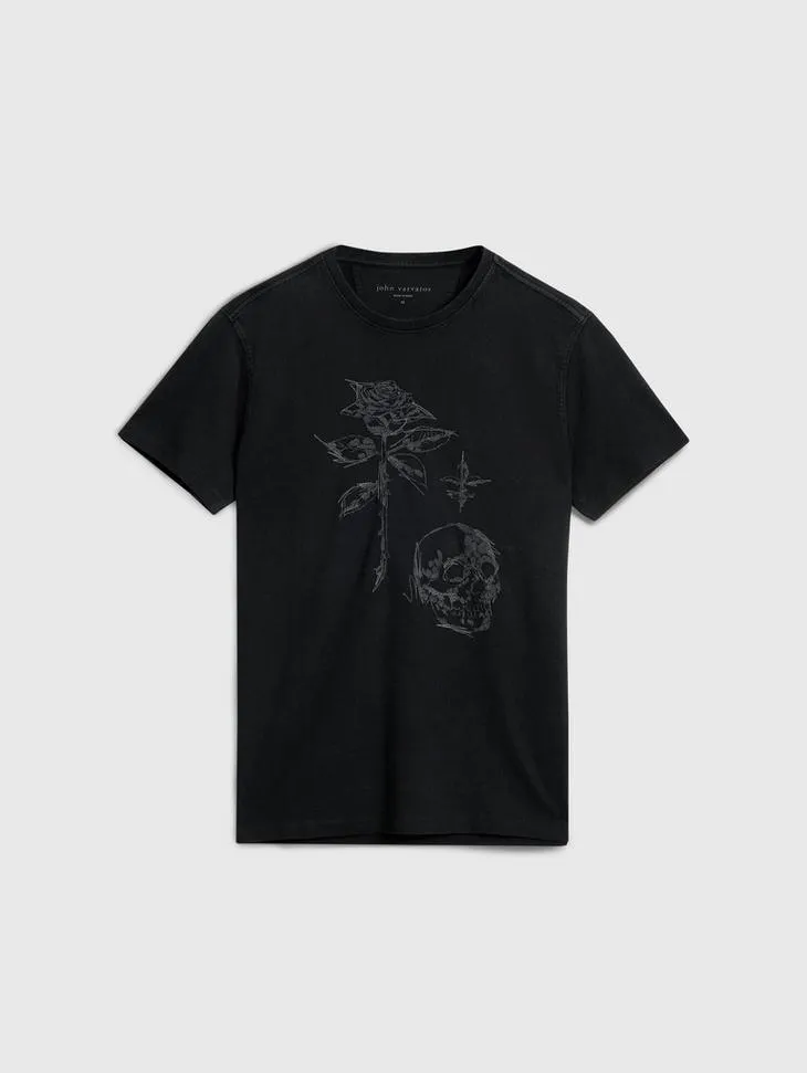 John Varvatos ROSE AND SKULL TEE