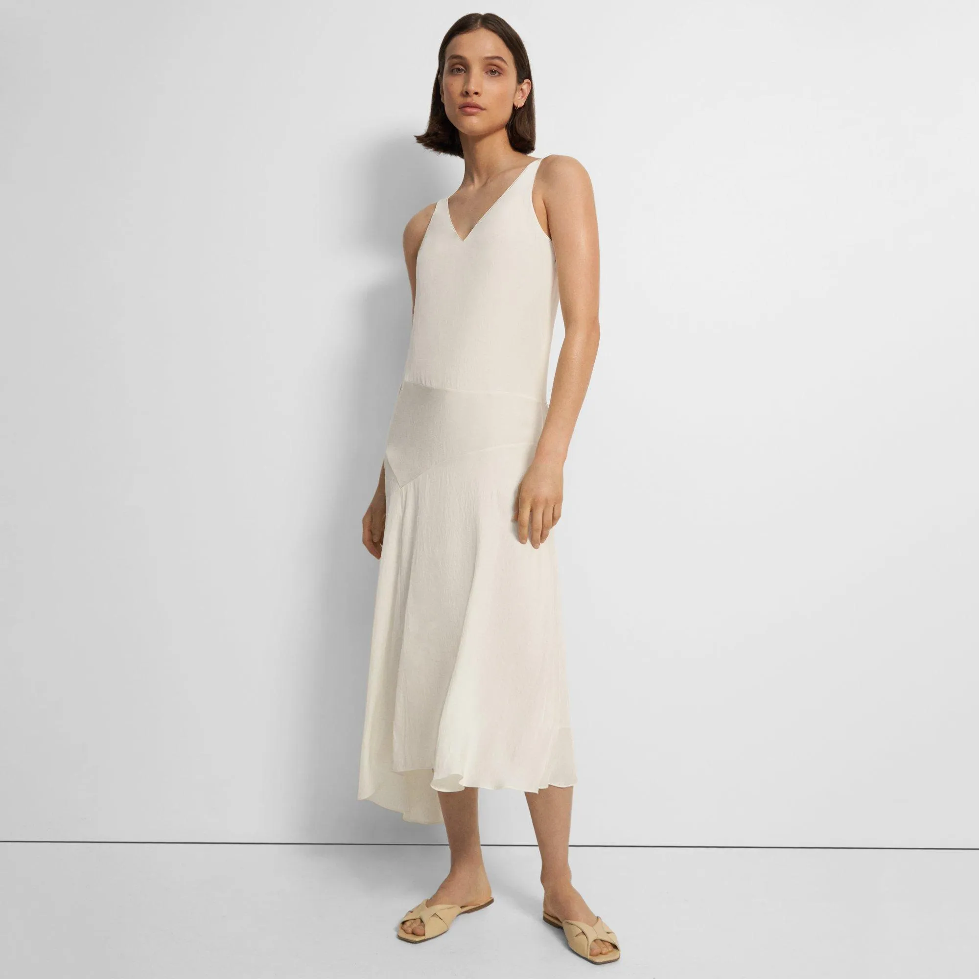 Asymmetrical Dress in Washed Twill