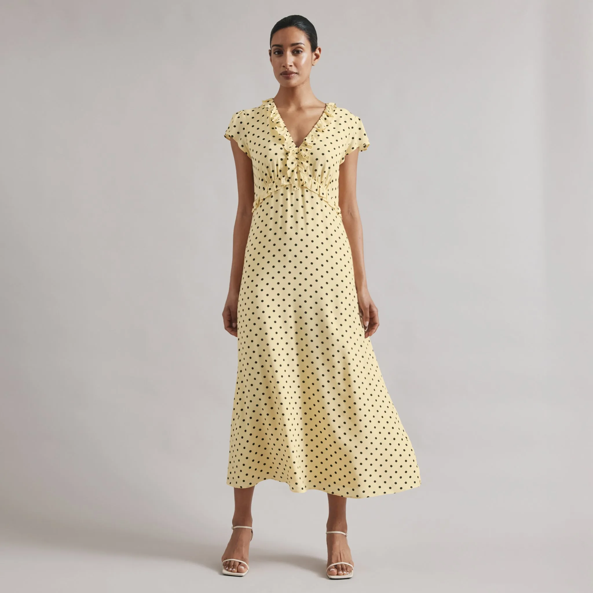 Yellow Spot Midi Dress