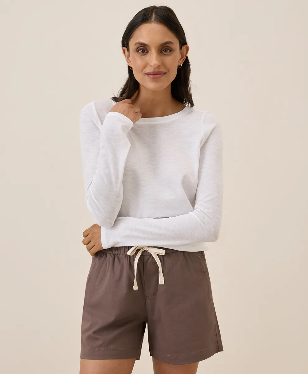 Organic Featherweight Slub Long Sleeve Tee by pact in White Fair Trade, Womens Size XX-Small