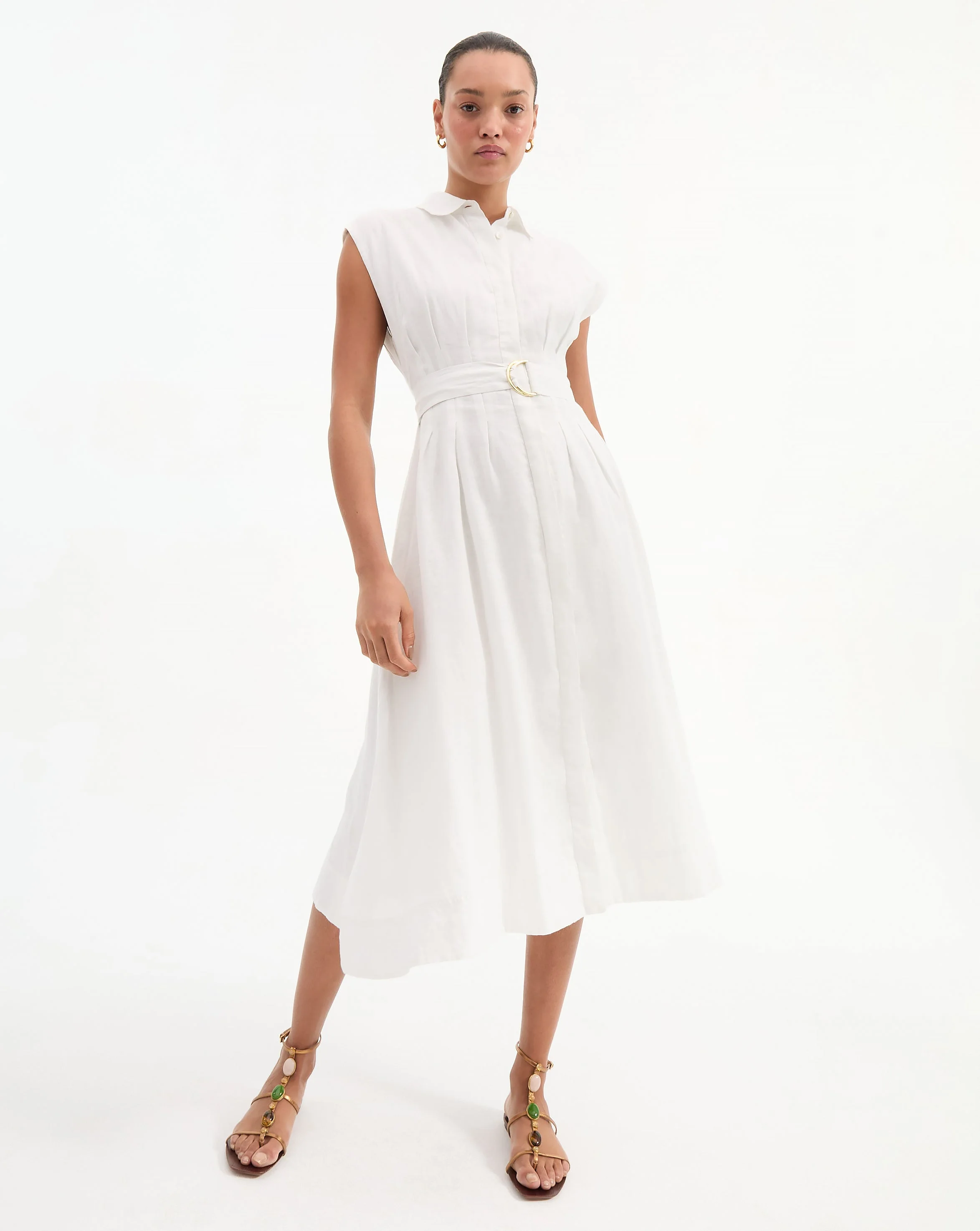 Loreta Belted Linen Dress