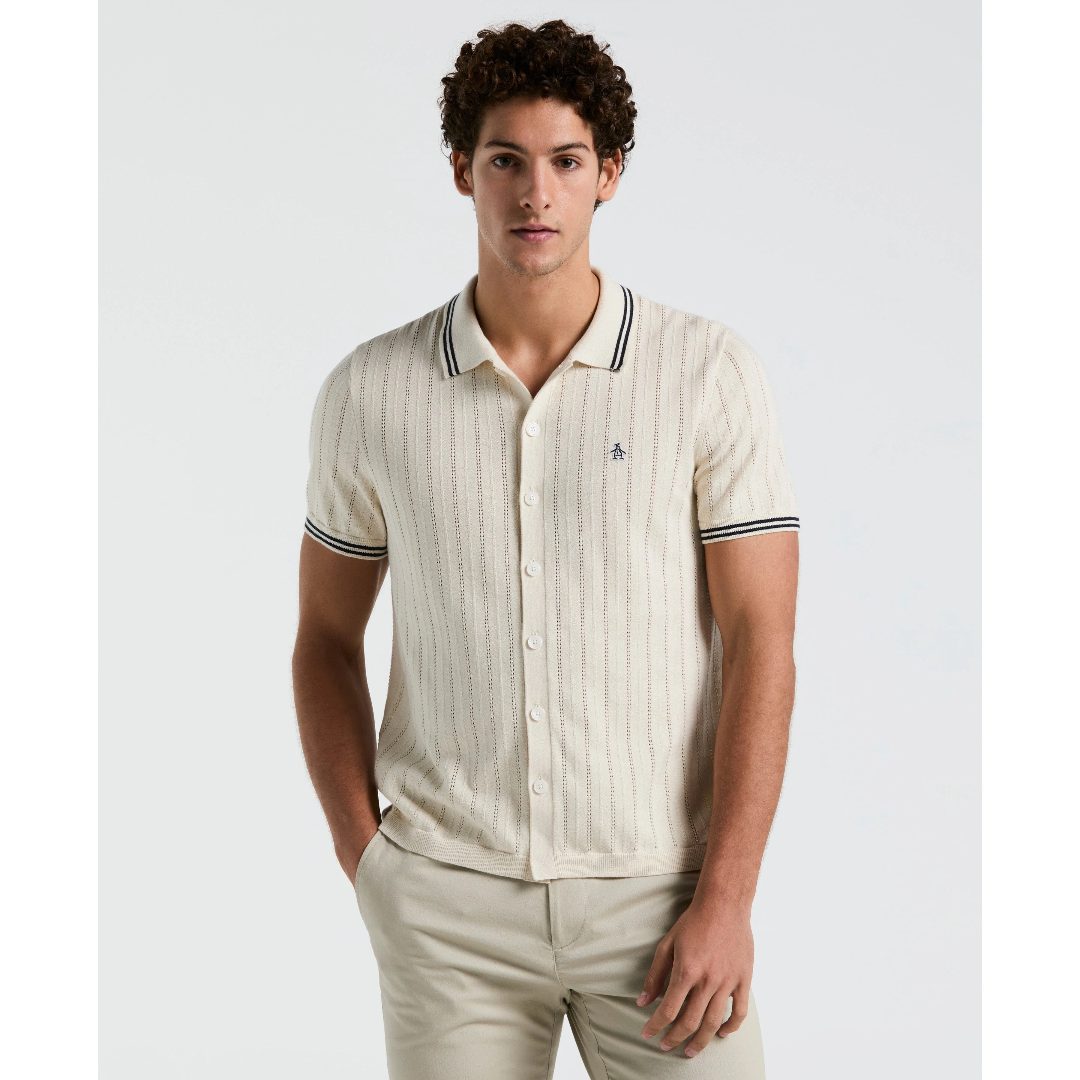 Drop Needle Button Sweater Polo