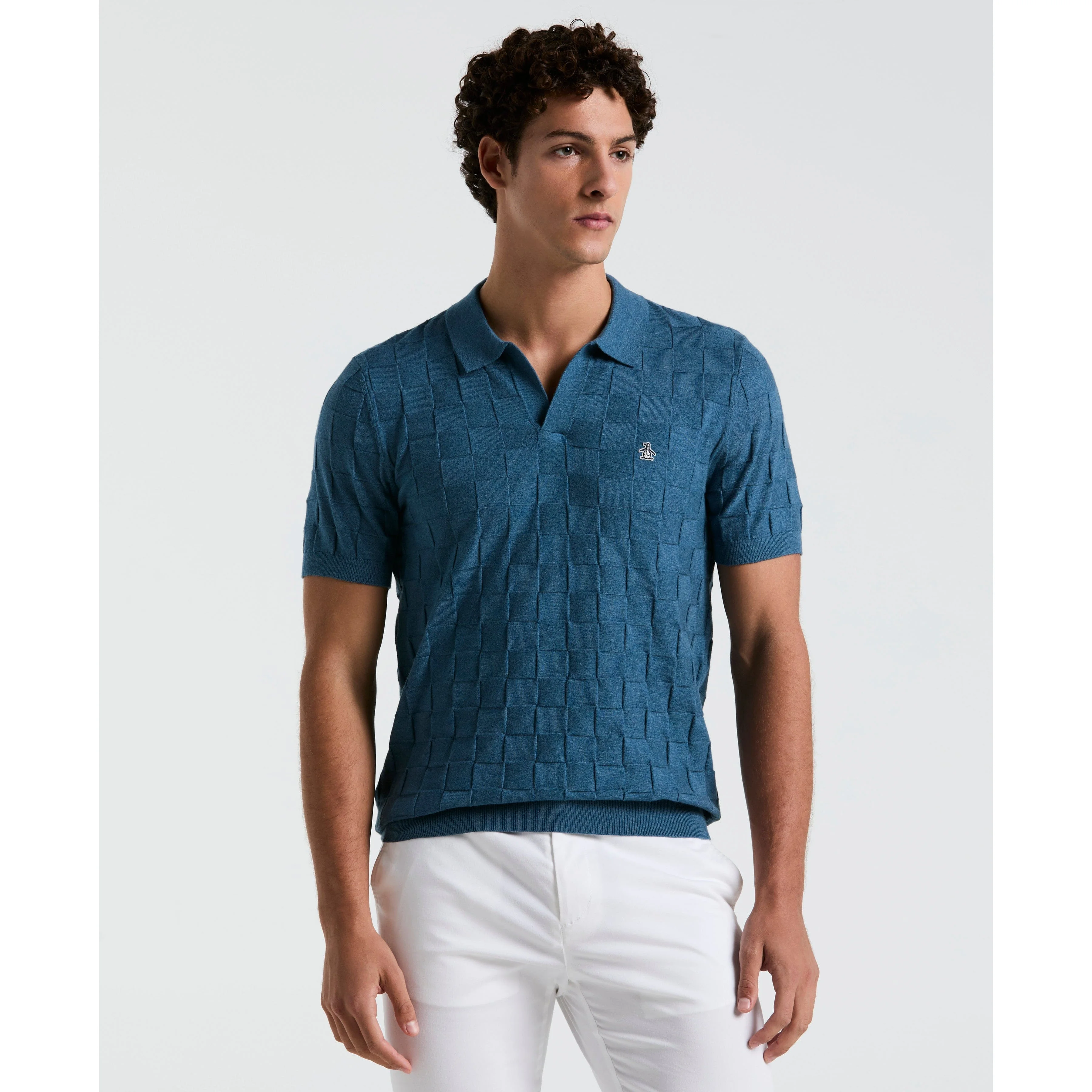 Jacquard Johnny Collar Sweater Polo