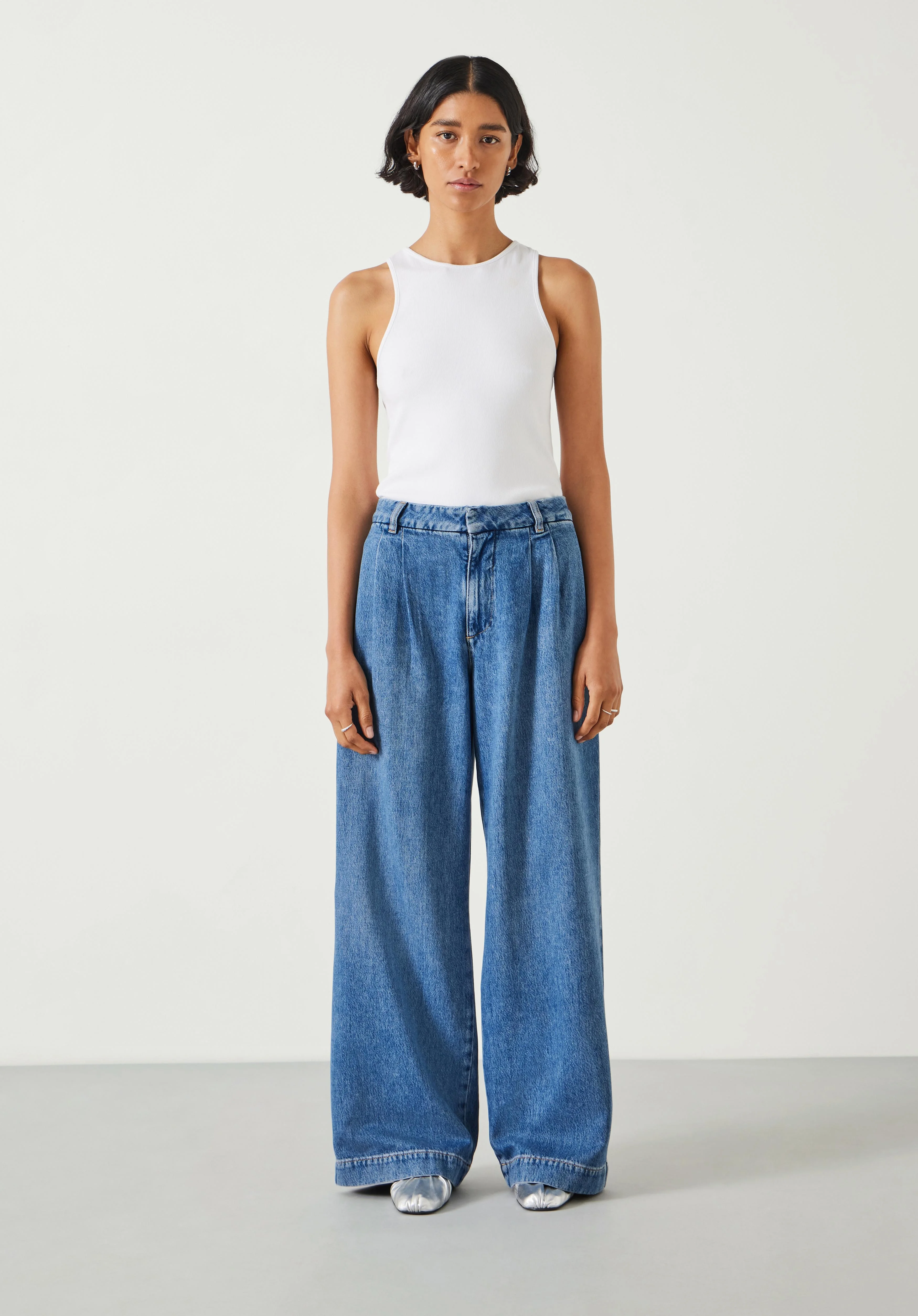 hush Lya Pleated Wide Leg Jeans