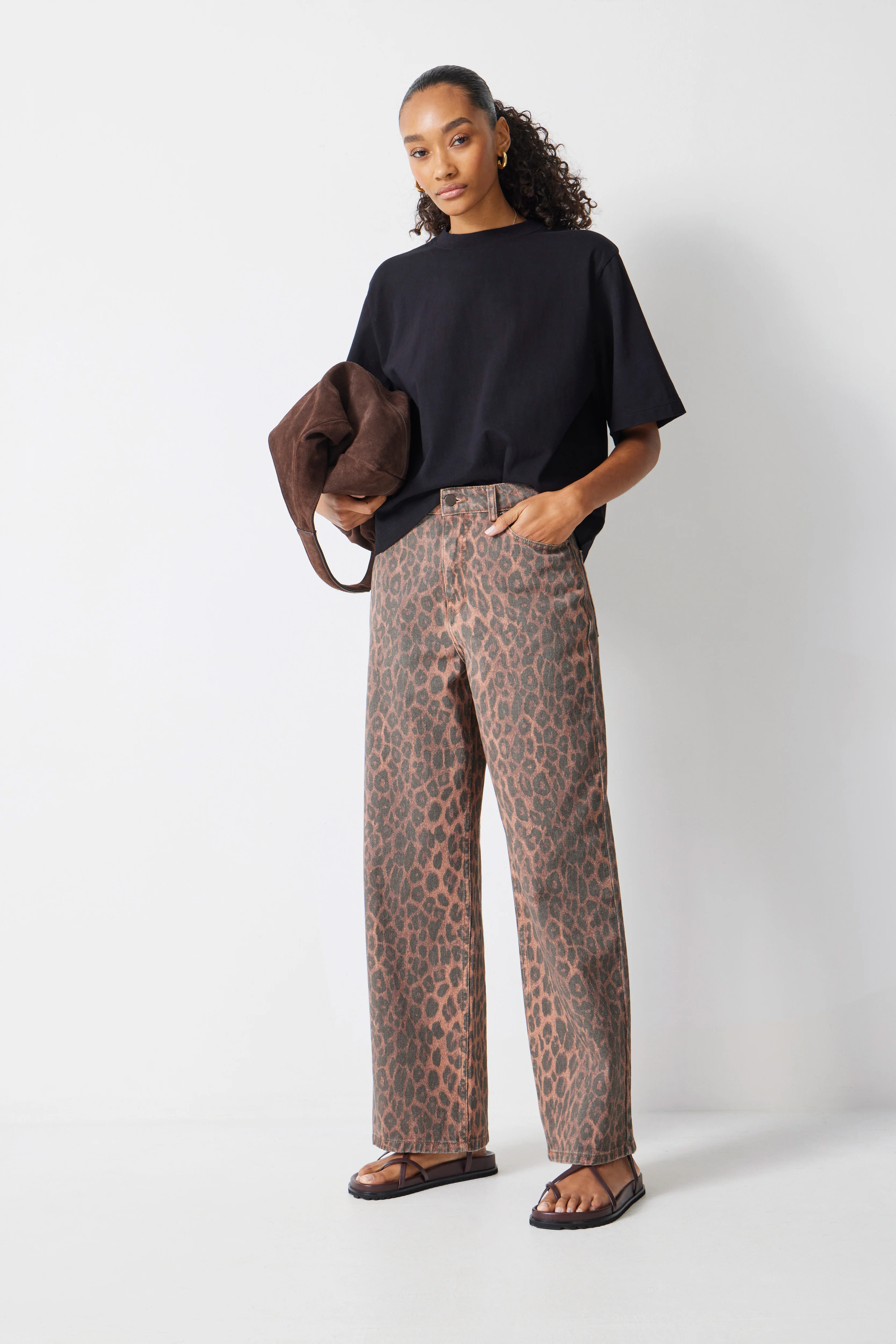 hush Leopard Wide Leg Jeans