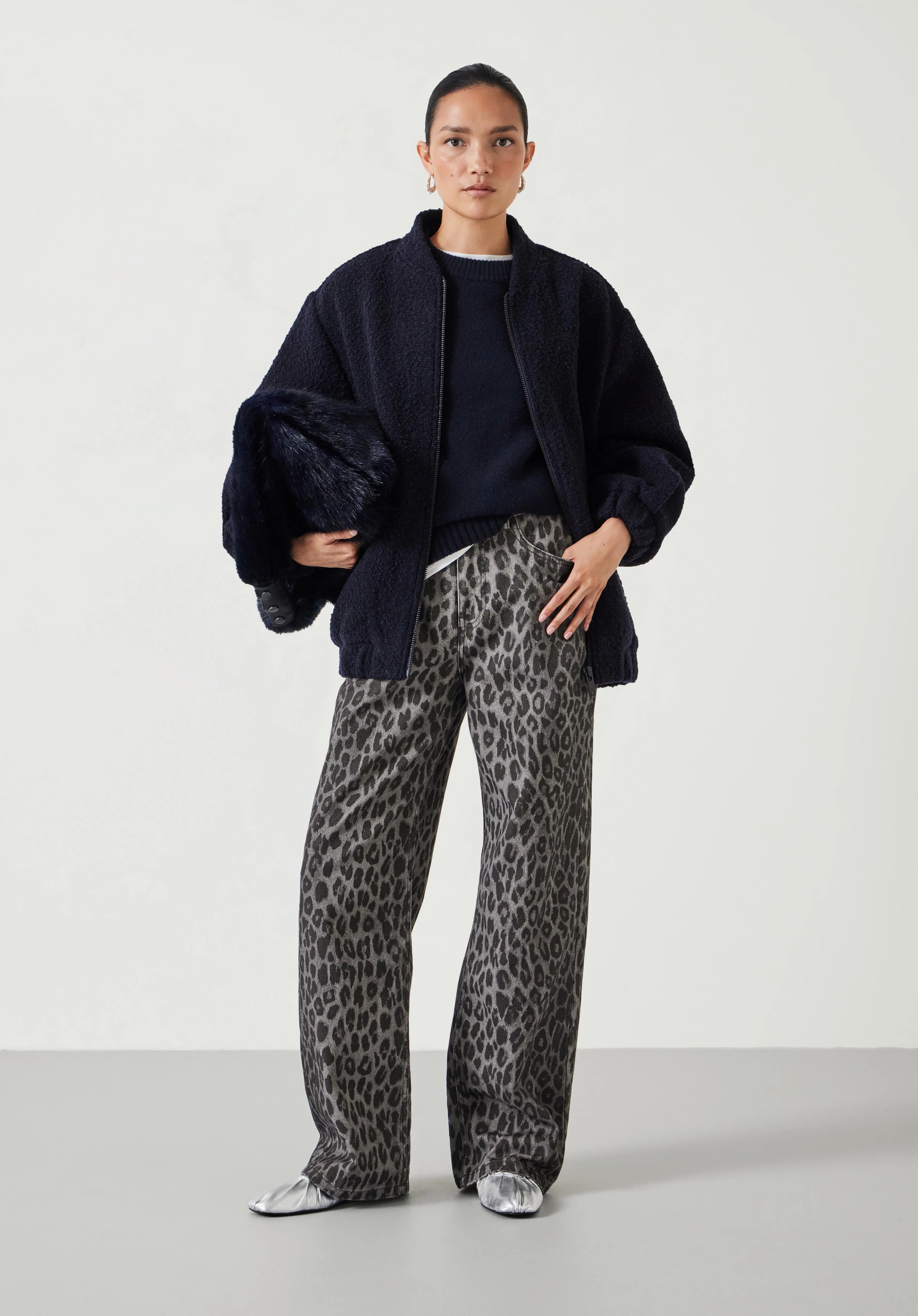 hush Leopard Wide Leg Jeans