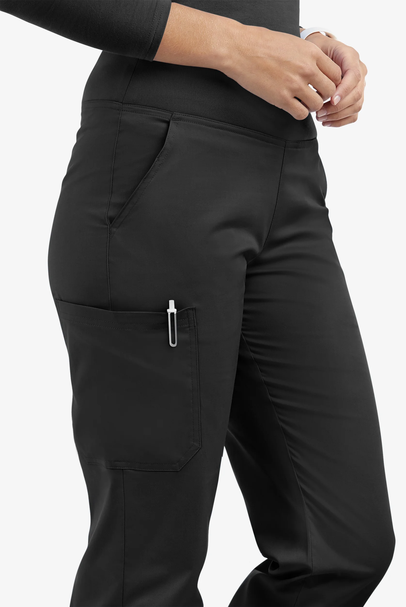 Chef Uniforms CHEF 360 Women's 4-Pocket Stretch Knit Waistband Yoga Chef Pants in Black | Size XS | Cotton/Polyester/Spandex