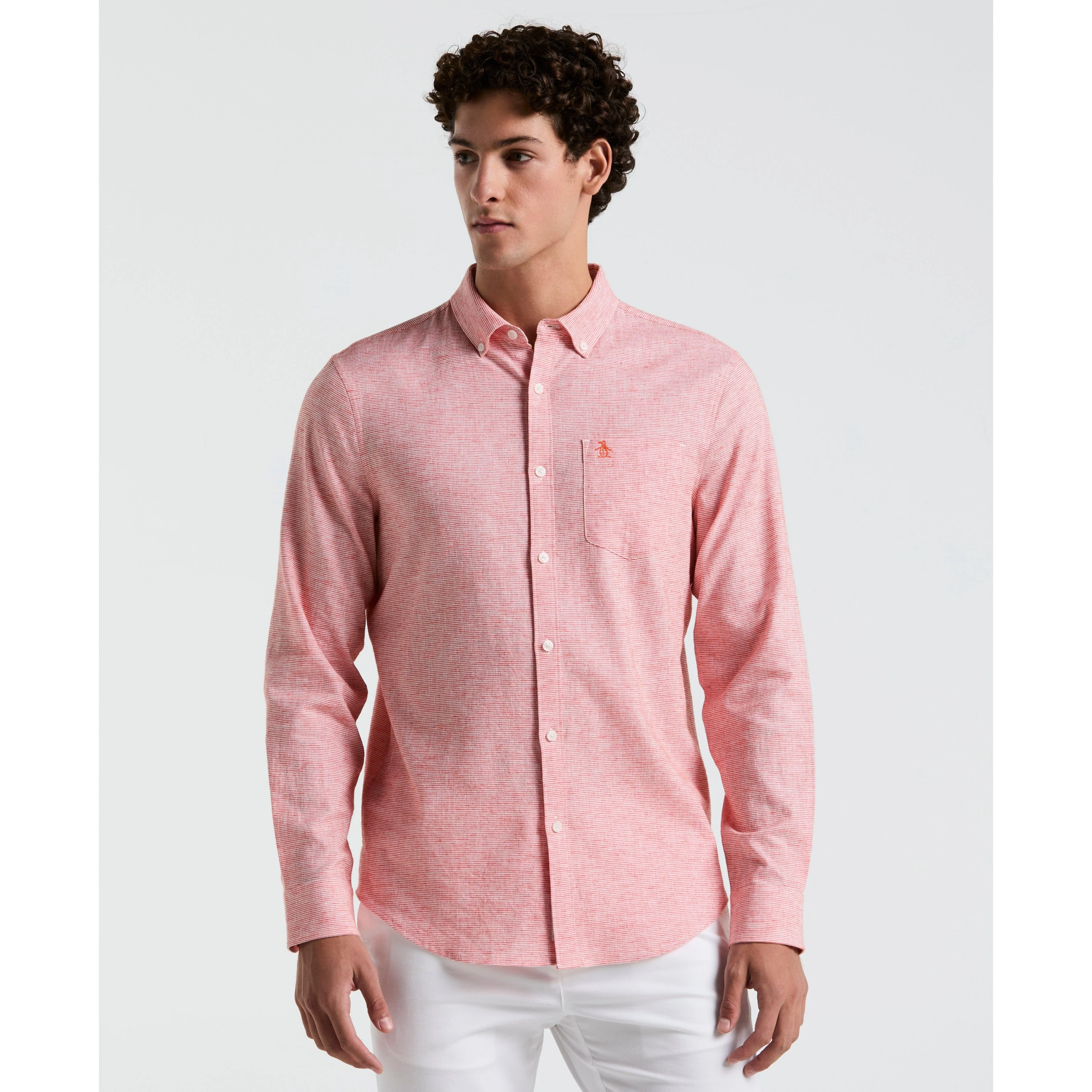 Linen Blend Stretch Feeder Stripe Shirt