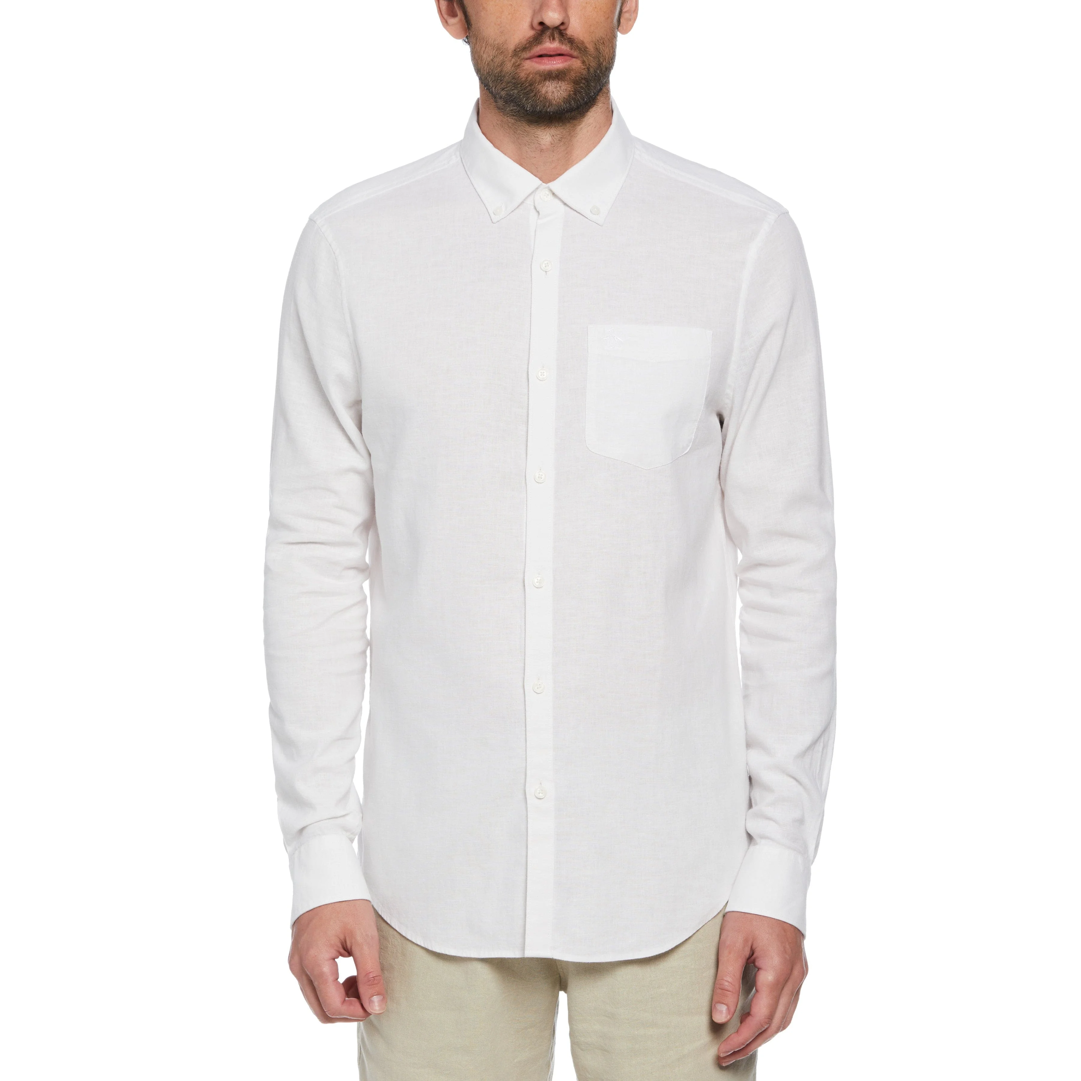 Linen Blend Long Sleeve Shirt