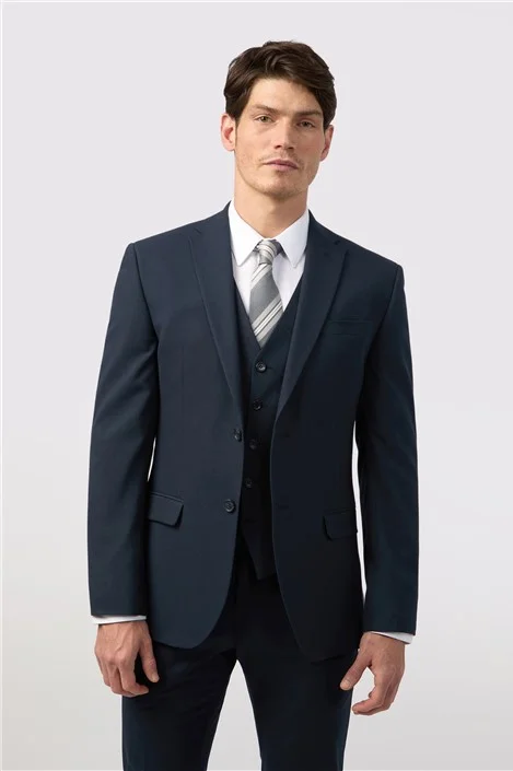 Limehaus Tailored Fit Navy Blue Stretch Men's Suit Jacket