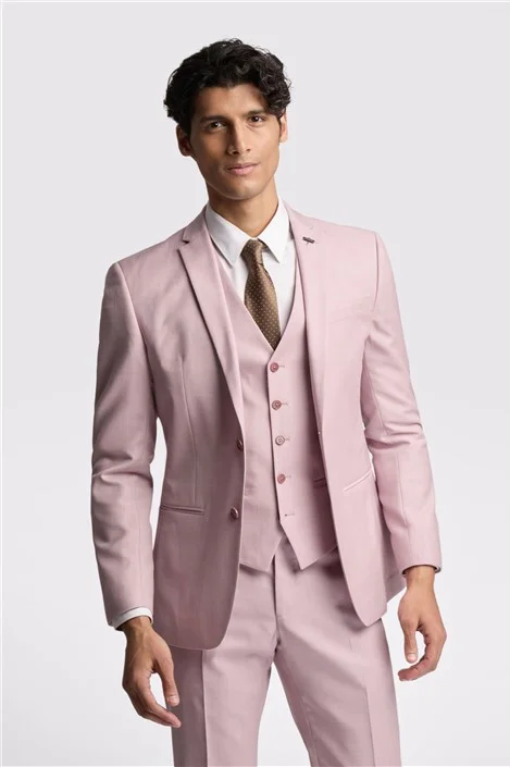 Ted Baker Slim Fit Burra Rose Sharkskin Pink Men's Suit Jacket