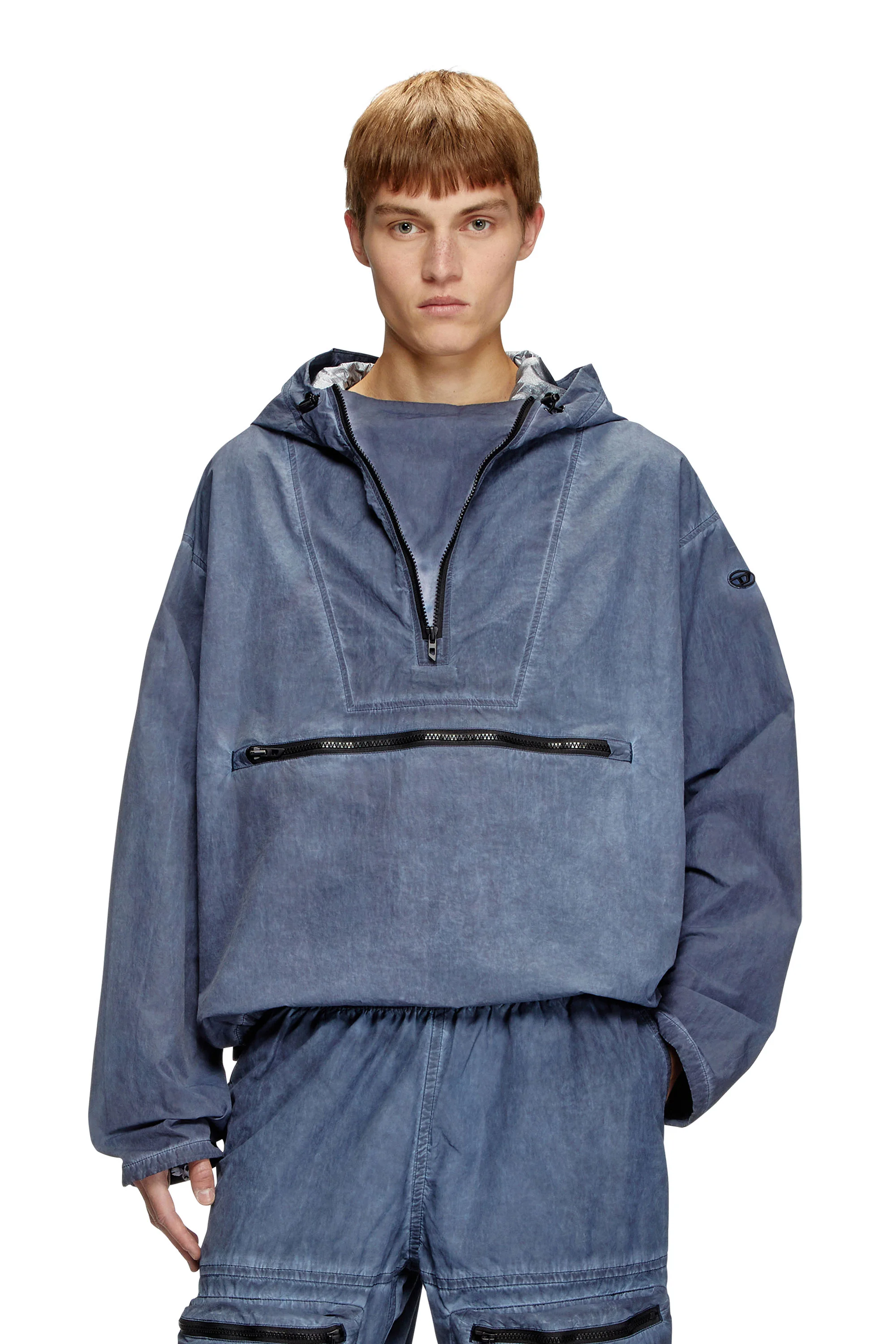 Diesel - Packable hooded anorak jacket - Jackets - Man - Blue