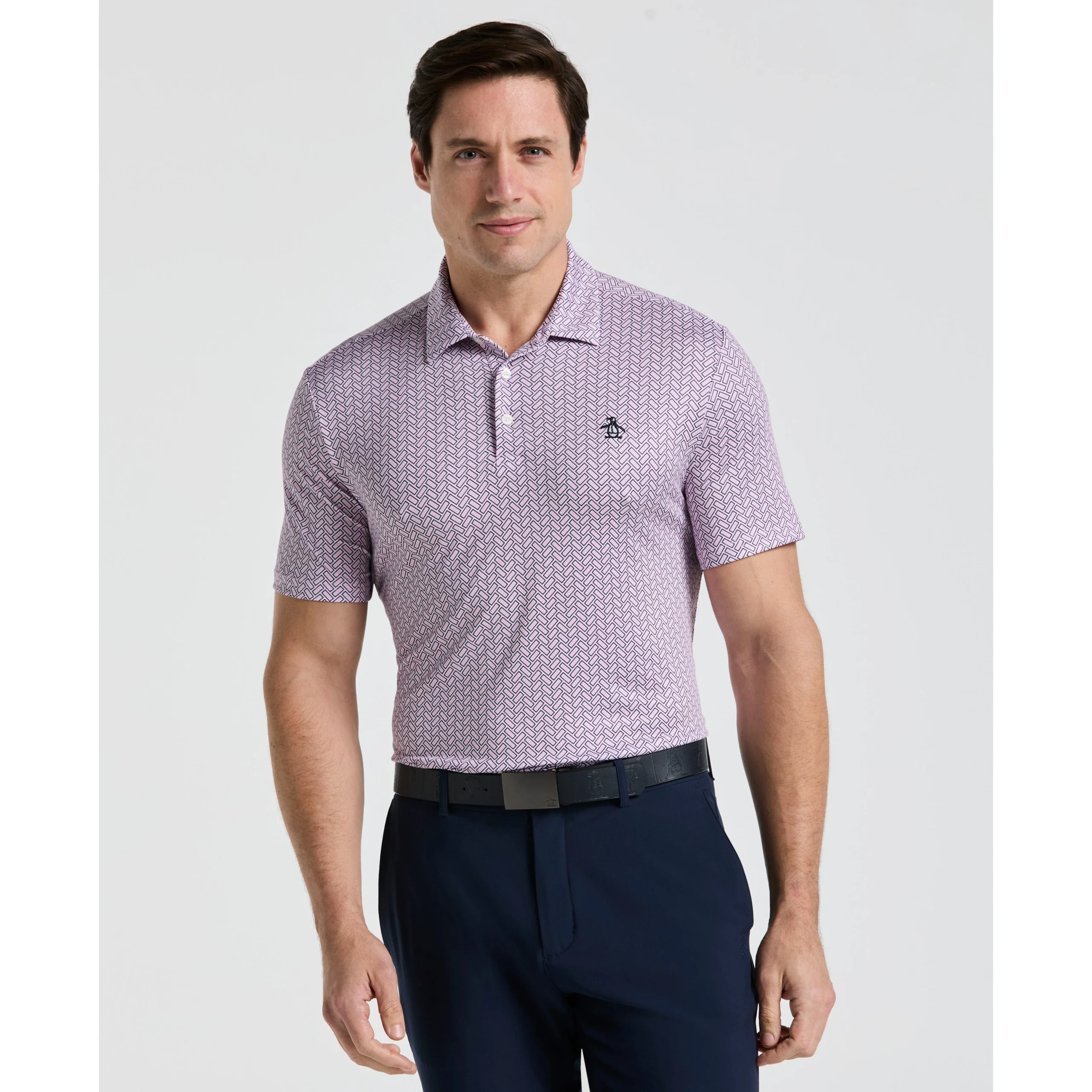 Heritage Herringbone Print Golf Polo
