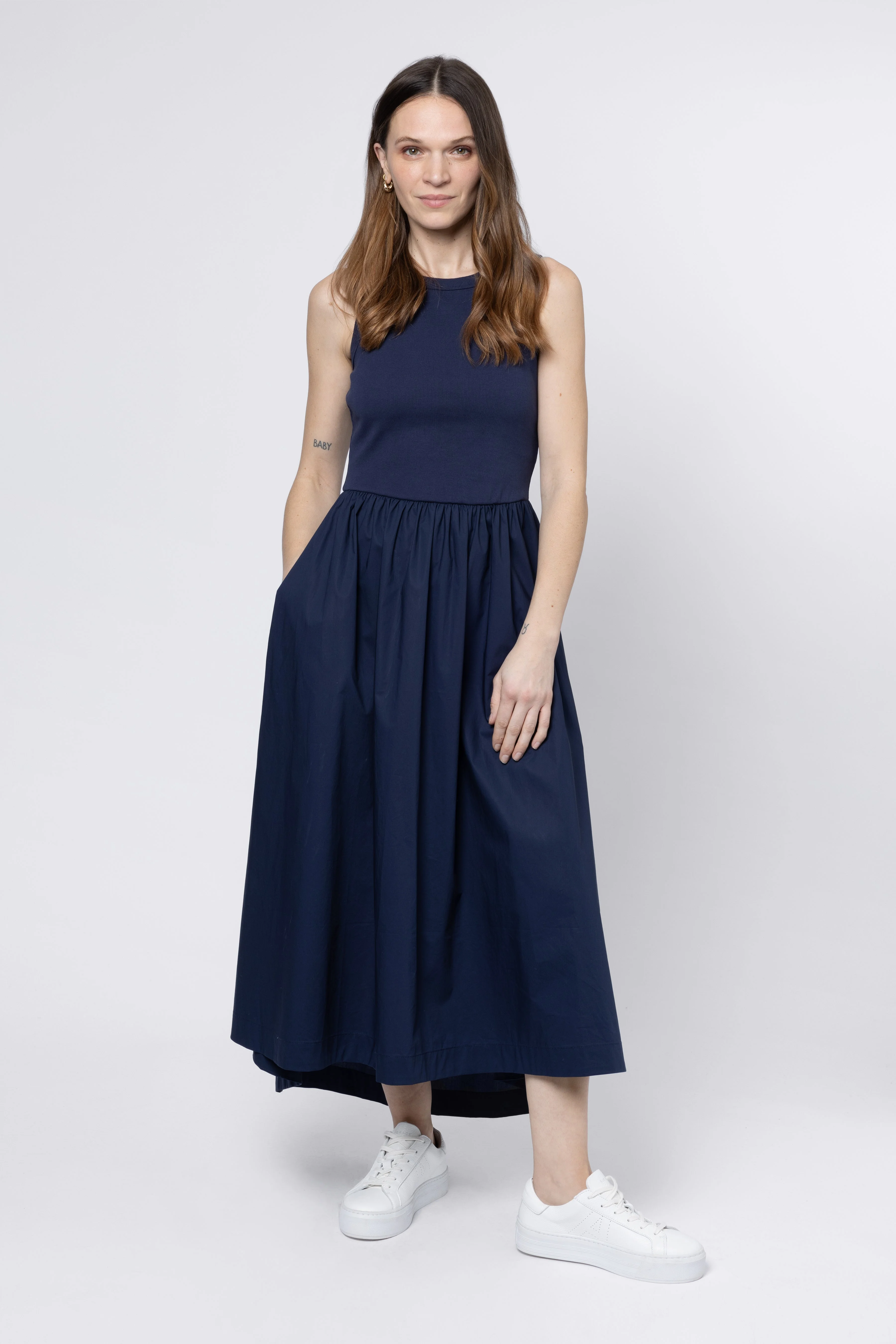 Harper Dipped Hem Dress - Navy