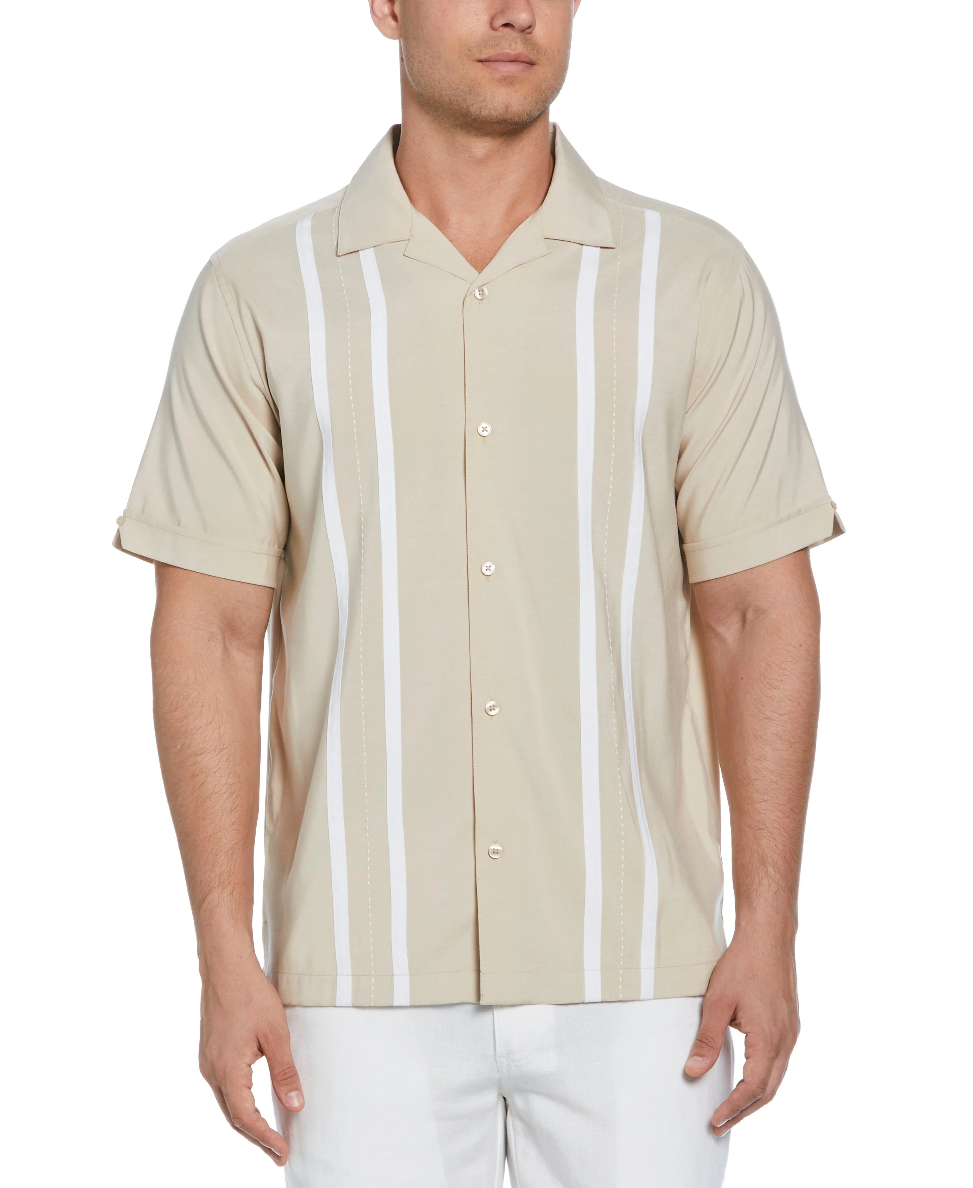 Contrast Panel Camp Collar Shirt