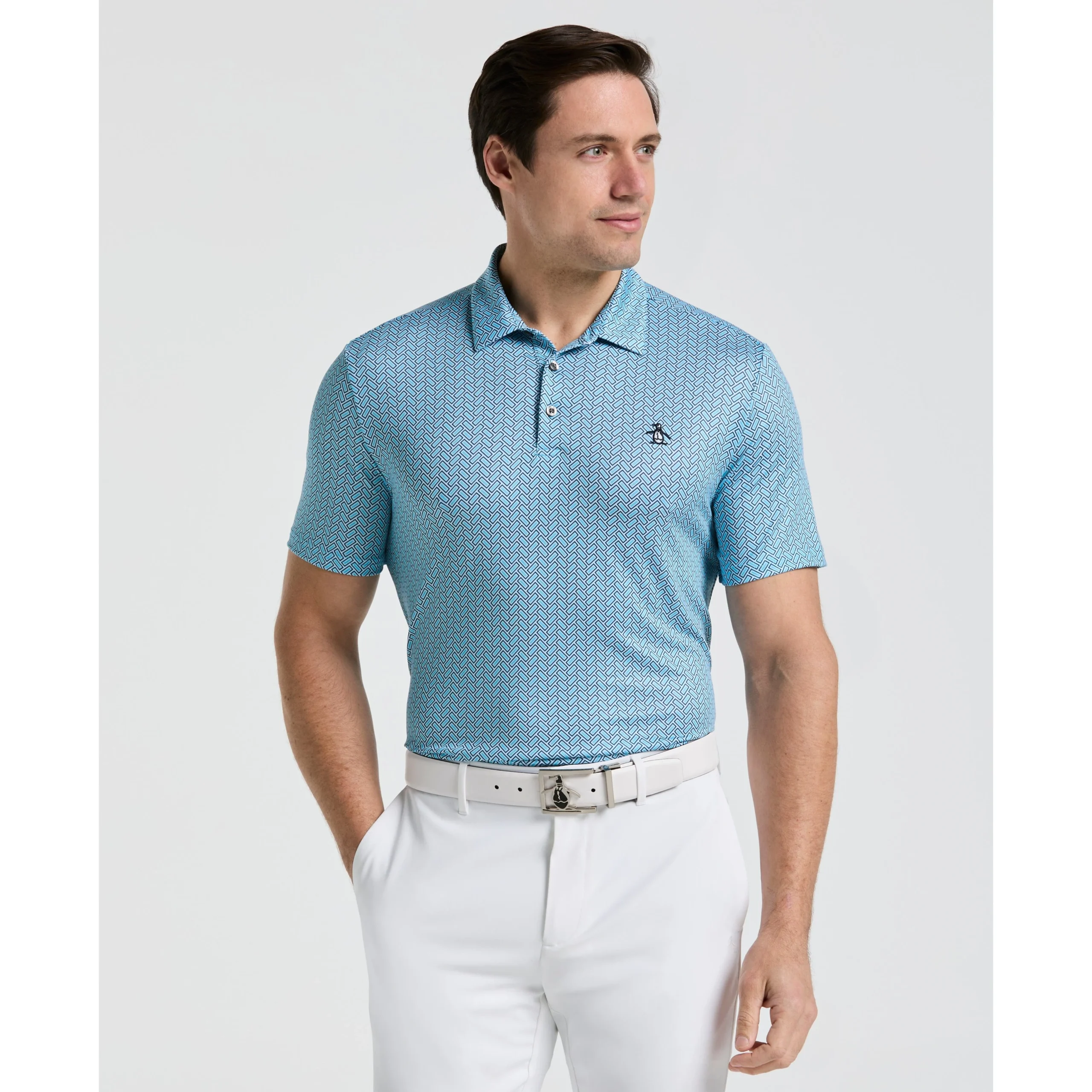 Heritage Herringbone Print Golf Polo