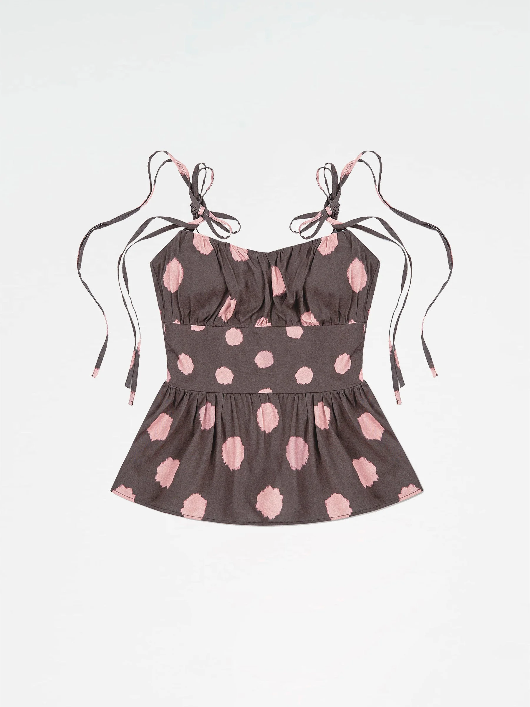 Astra Brown Polka Dot Print Top